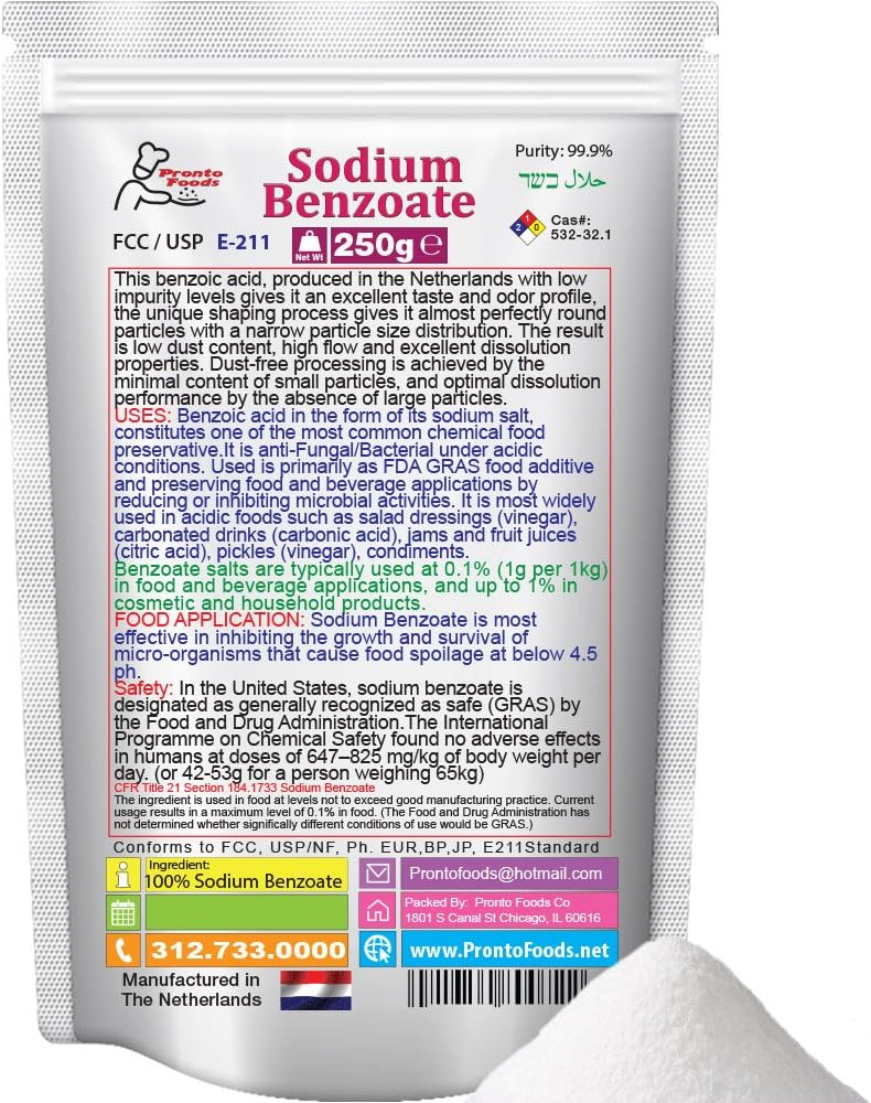 Sodium Benzoate, Preservative, Made In the Netherlands, 250g