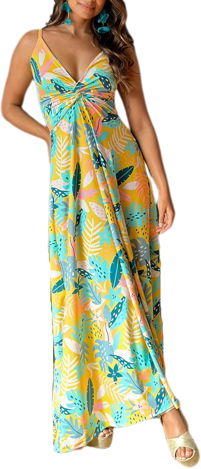 Sexy Women Summer Dresses Casual Sleeveless Maxi Dresses Cute Floral Long Dress Wedding Guest Dress