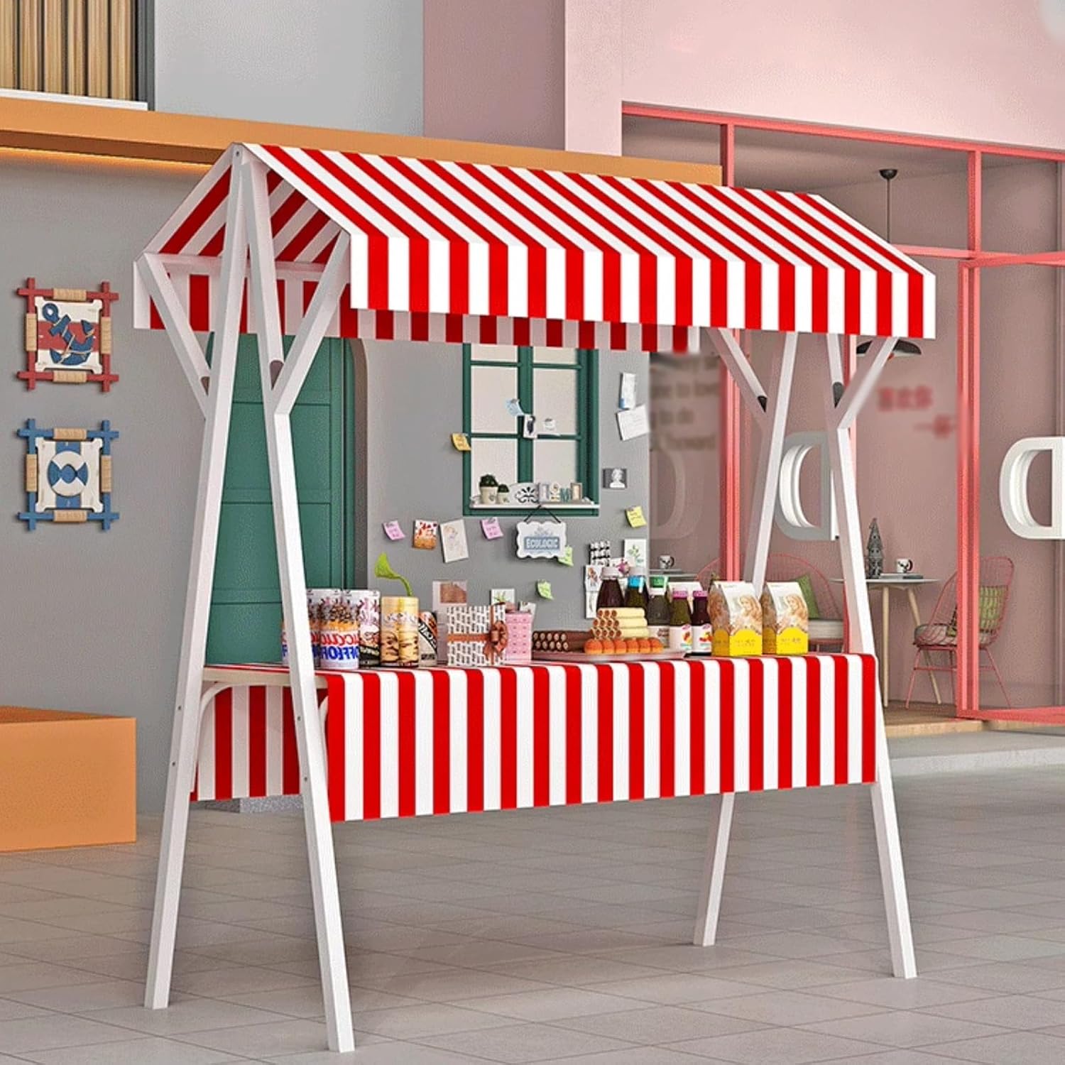 Metal Foldable Kiosk Booth with Table Cloth & Awning for Trade Show ...