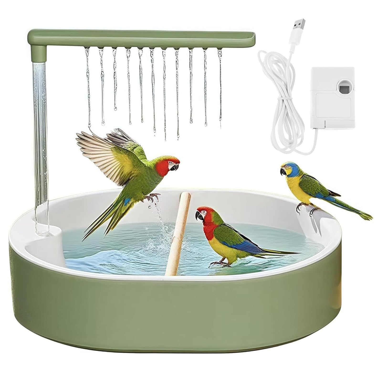 Bain d'Oiseaux Bassin Pour Oiseaux Silencieux Anti-Animaux | Douche pour Oiseaux d'Intérieur pour Cage Pour Jardin Balcon Patio Terrasse Salon Inséparable Calopsitte Perruche Cacatoès