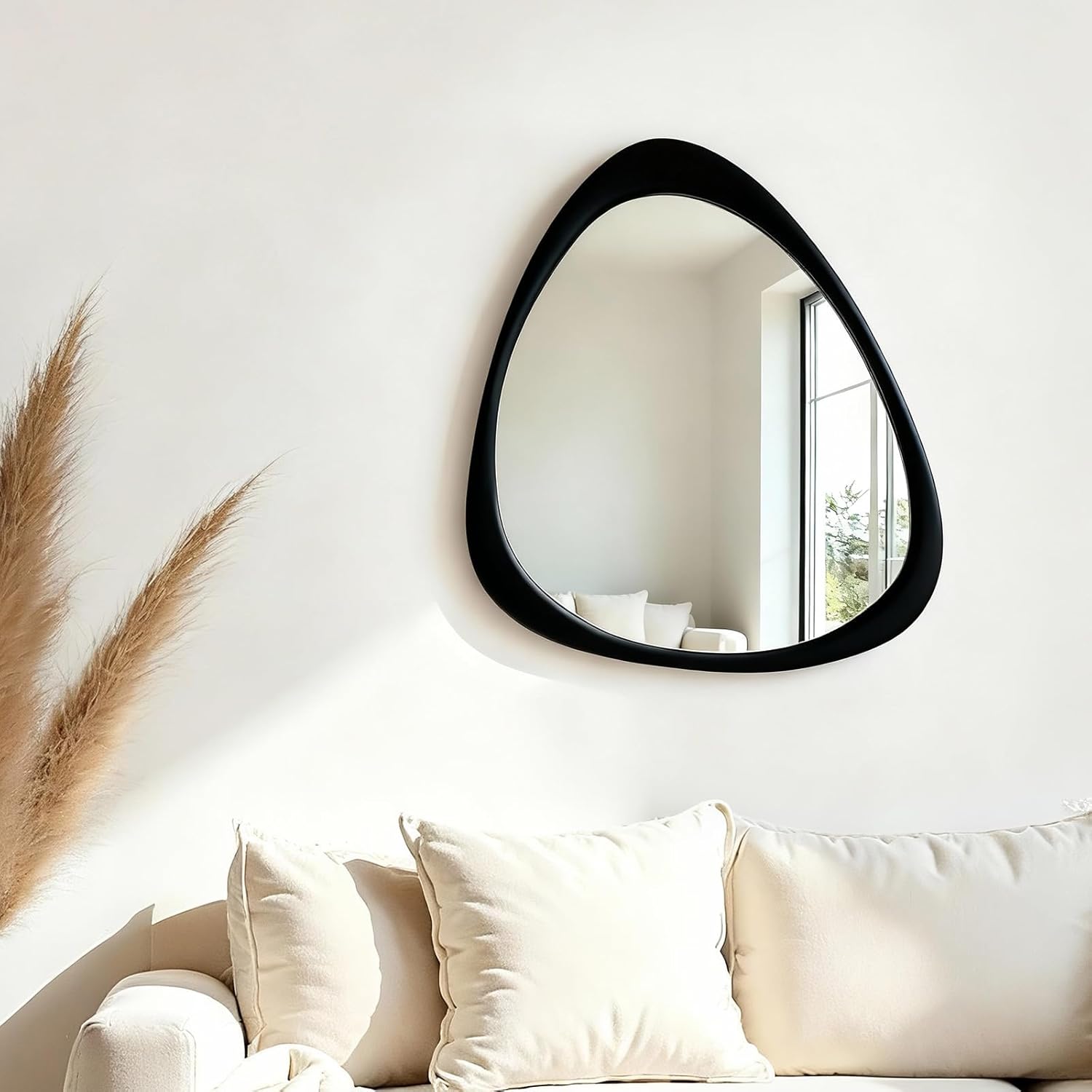 Irregular Wall Mirror, 30’’x20’’ Decorative Wall Mirror with Solid Frame, Mirror for Living Room, Bathroom, Entry, Bedroom & Salons(Black)