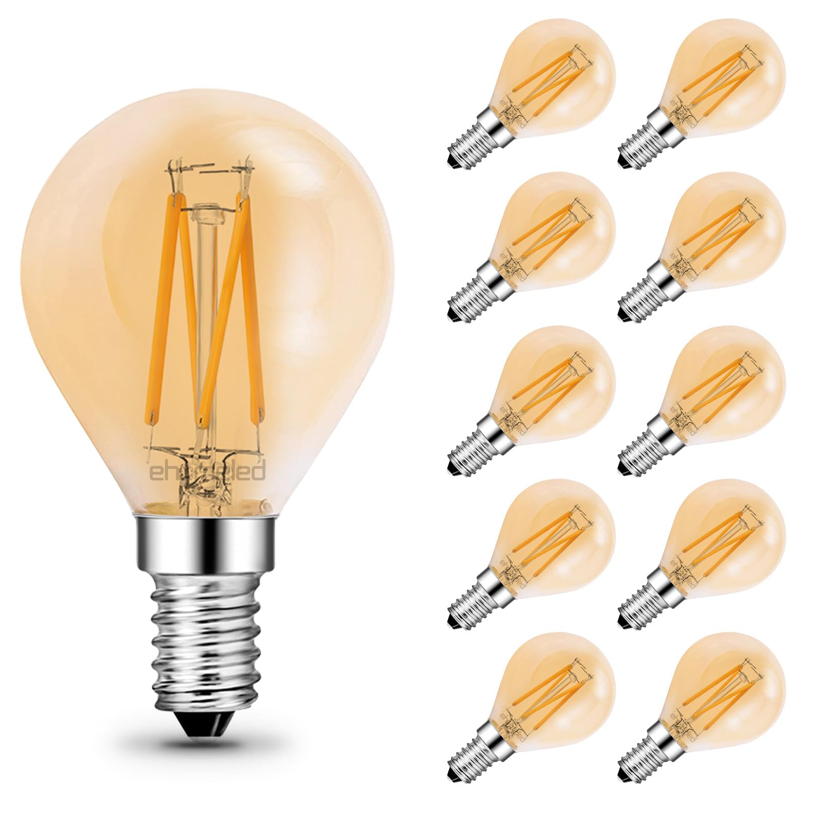 ehomeled E14 LED G45 Mini Glühbirne Extra Warmweiß 2300K, Goldenes Glas & Retro-Filament, 720lm 6W (=55W), Dekorative LED Vintage Lampe für Bar & Restaurant, 10er-Pack