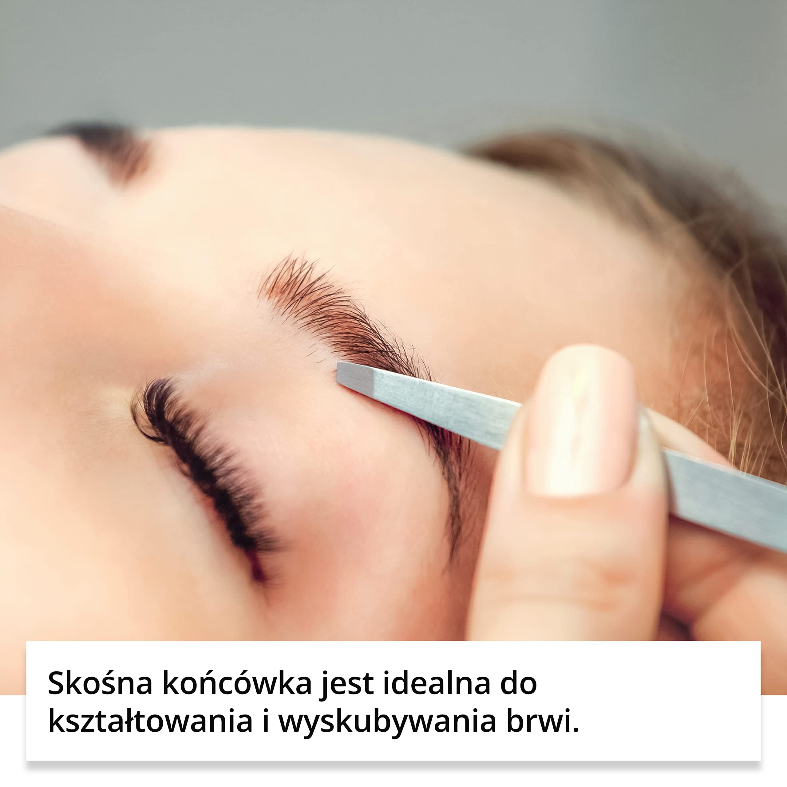 Rubis Pęseta do brwi, ukośna końcówka ze stali nierdzewnej, 9 cm, do wyrywania i kształtowania brwi.