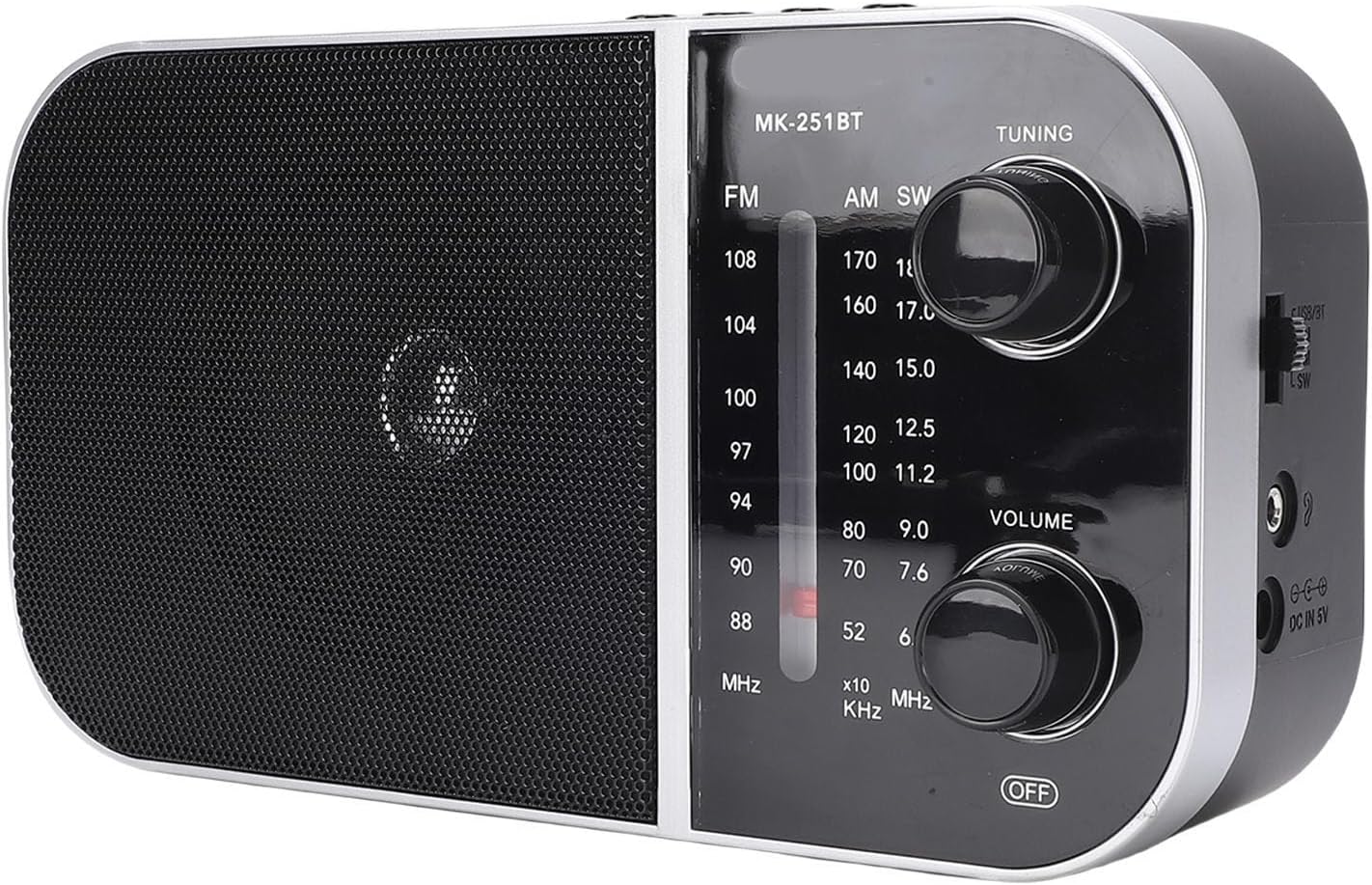 Portable AM FM SW Radio, Retro Rechargeable Handheld Speaker with Anti Interference Chip, for Travel Outdoor and Elderly Users (US Plug 110V)