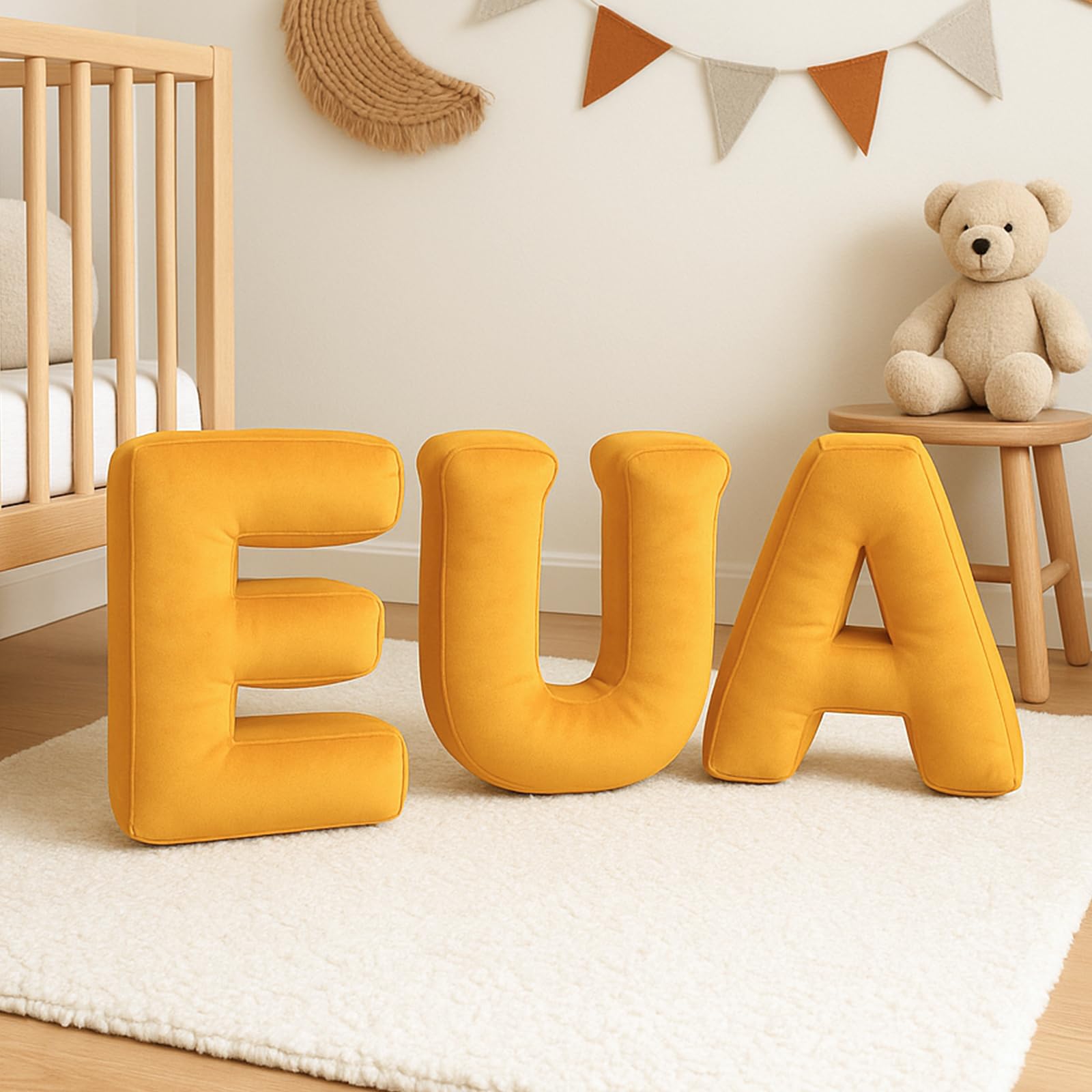 Cuscino a forma di lettera di peluche, 40 x 35 x 10 cm, 26 cuscini dell'alfabeto inglese, carino, inglese, alfabeto, per camera dei bambini, divano, letto, pavimento, decorazione per la casa (A)