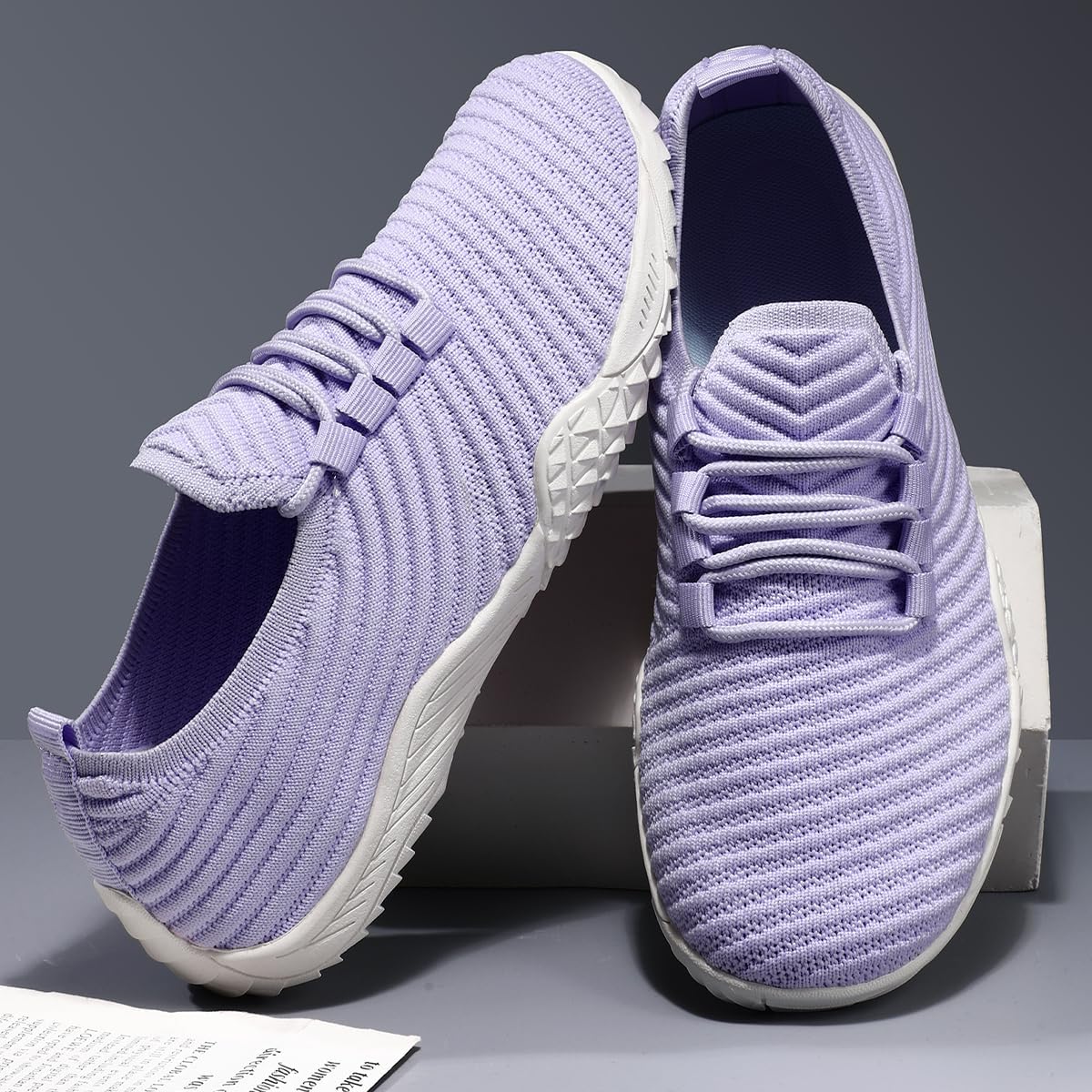 Womens Barefoot Shoes Minimalist Walking Trainers Zero Drop Sole Slip On Yoga Casual Sneakers Lightweight Breathable Indoor House Shoes Light_Purple_W Size US 9 - Image 5