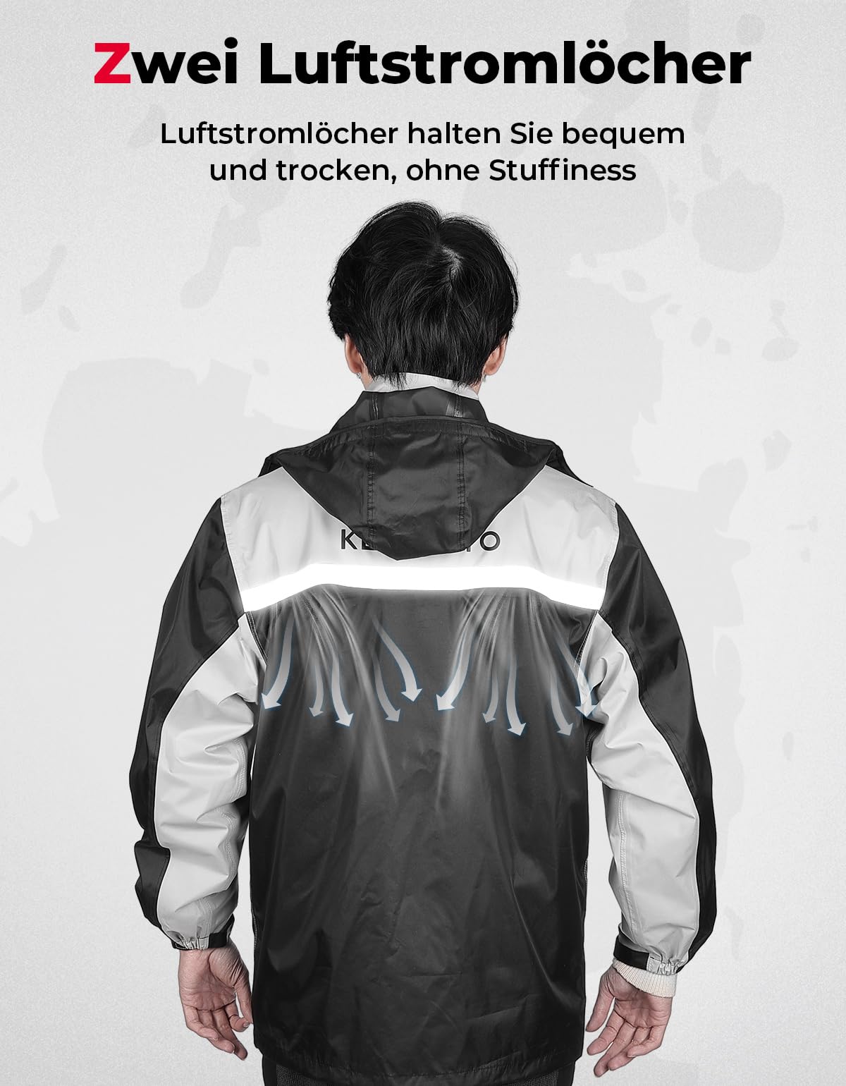 KEMIMOTO Combinaison de Pluie Moto Homme, Combinaison de Moto Imperméable et Réfléchissante Pantalon de Pluie Extérieur Blouson Léger Veste de Randonnée pour Moto, Scooter, Touring