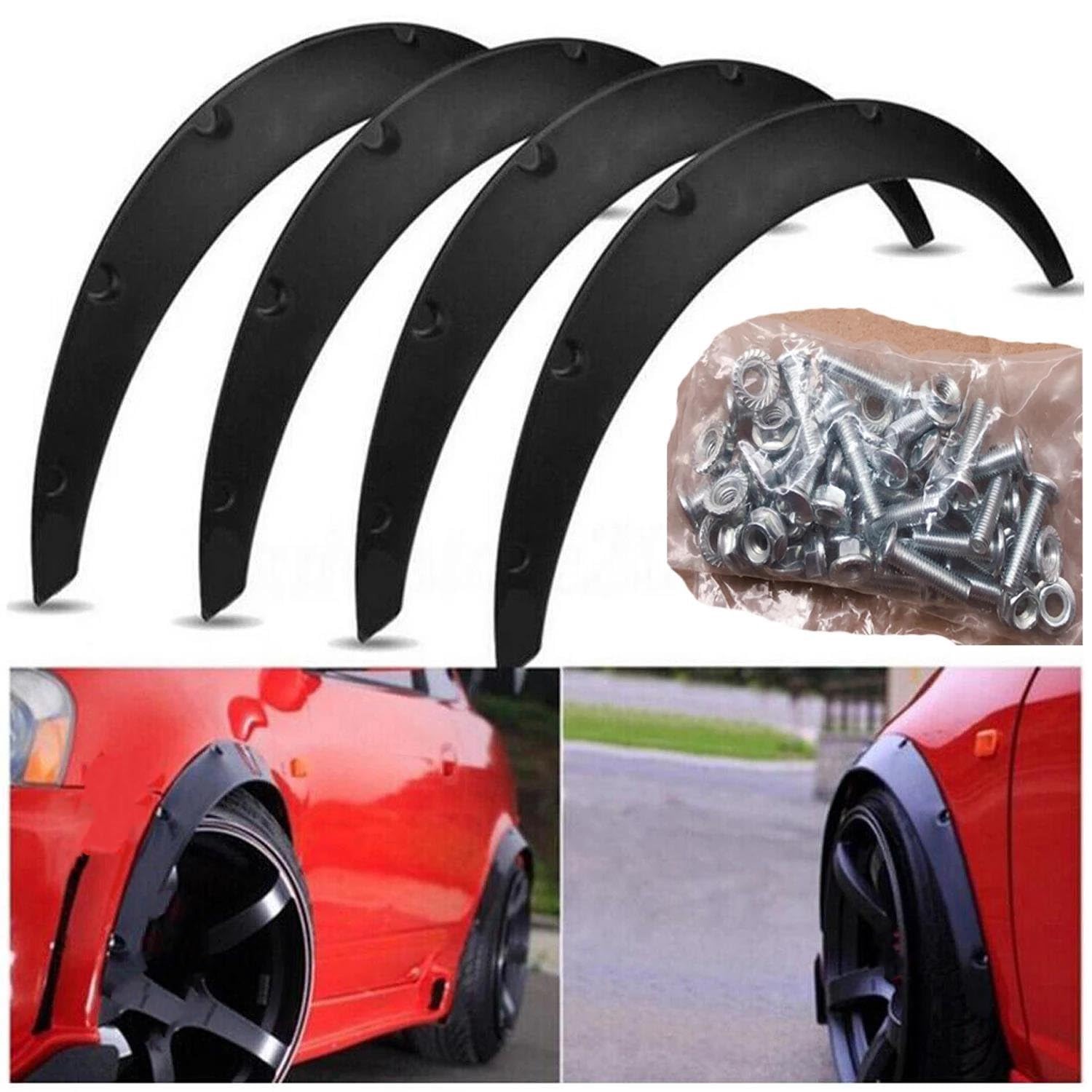 Élargisseur De l'aile Voiture Lot De 4 Élargisseurs d'ailes De Voiture Flexibles Universels De 80 Mm pour Passages De Roue Extra Larges Protecteur Sourcil Roue