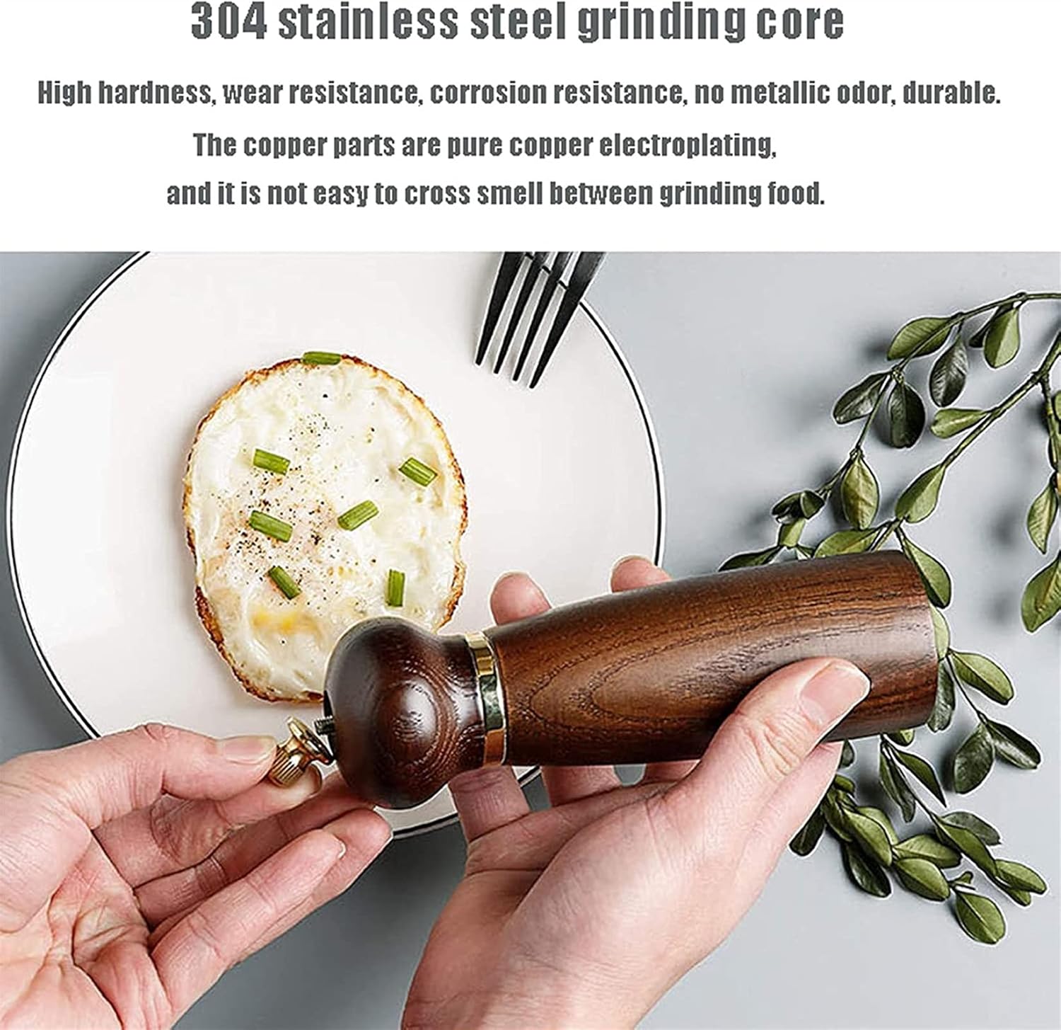 Wooden Pepper Mill Grinder,Adjustable Wooden Salt and Pepper Grinder Set,Manual Salt and Pepper Mill Shakers with Stainless Steel Grinding Core(2 PCS)