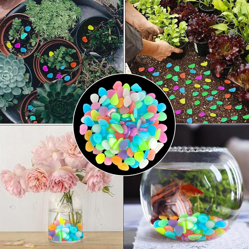 Luminous Stones for Garden & Home Decoration - 1000pcs Garden Pebbles, Small Luminous Pebbles Aquariums Rocks, for Landscaping for Fish Tank Lawn Yard Garden Walkway Plant Pots (2000 PCS)