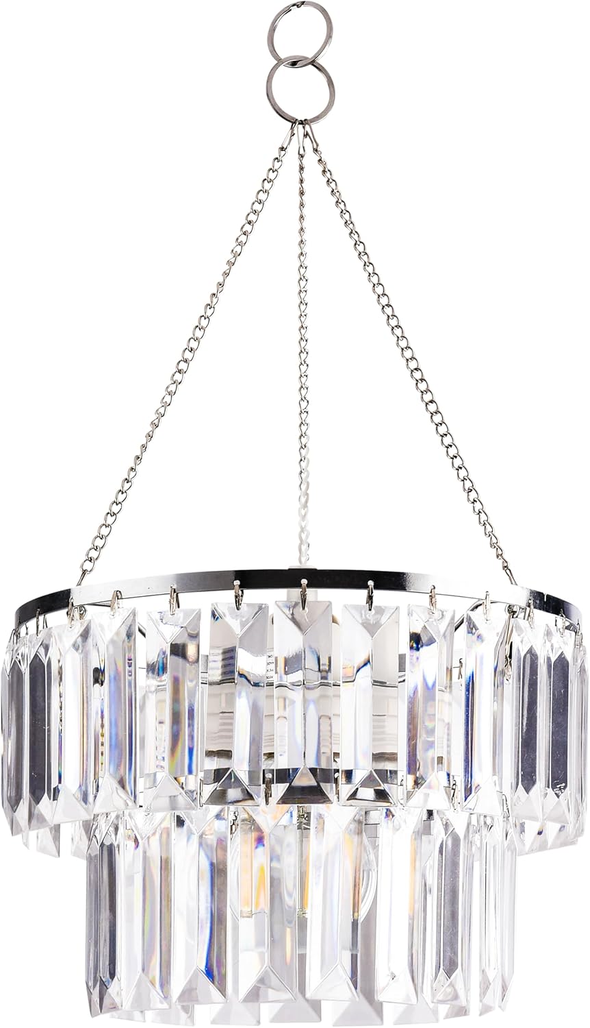 PAPAYA 2 Tiers Modern Acrylic Crystal Chandelier Shades Clear Crystals Lamp Shade Light Shade Decorative Pendant for Dining Room Bedroom Diameter 8.7in（Without Light Cord Kit）