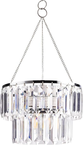 PAPAYA 2 Tiers Modern Acrylic Crystal Chandelier Shades Clear | Crystals Lamp Shade, Decorative Pendant, Dining Room Bedroom, Diameter 8.7in, Without Light Cord Kit