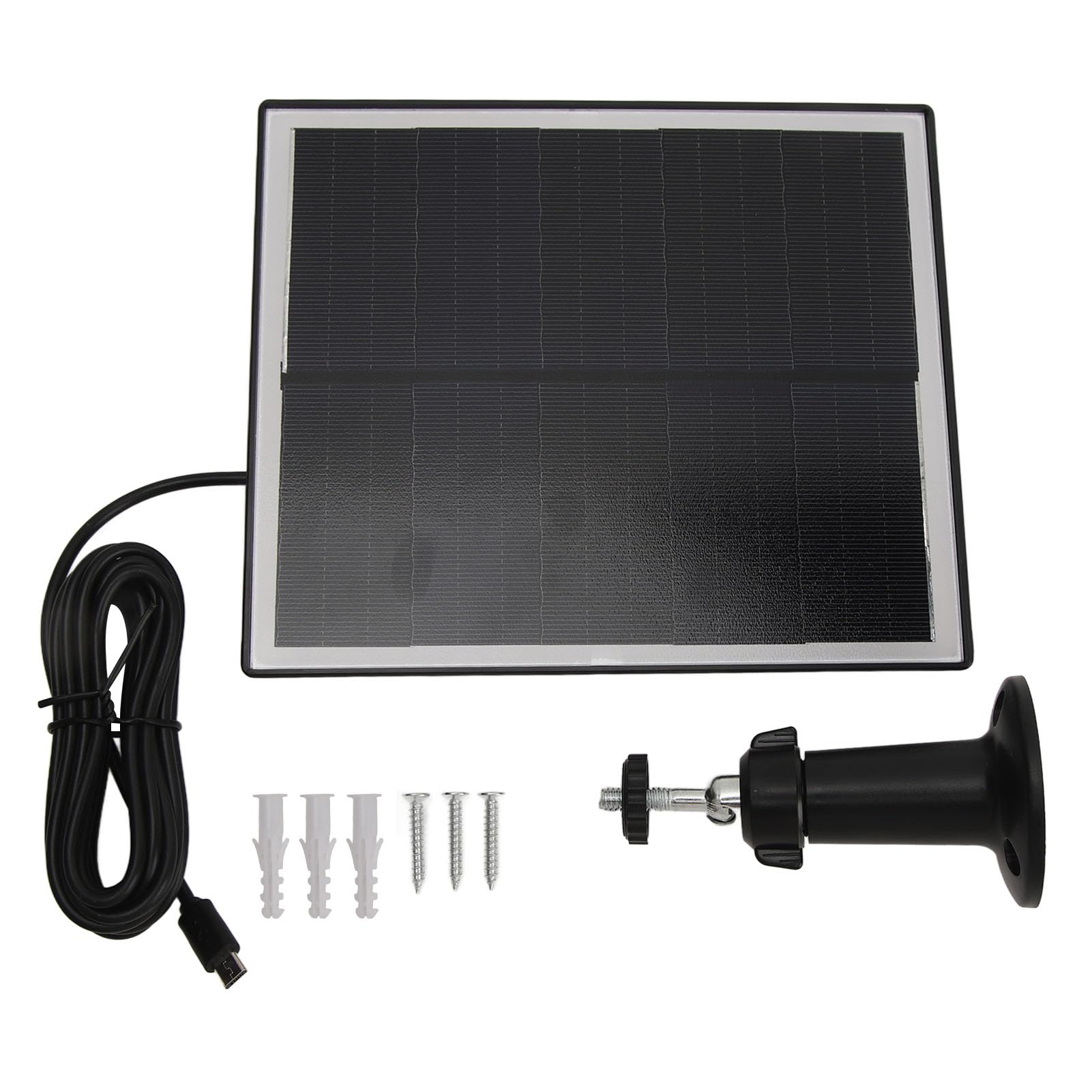 6W 5V Monocrystalline Silicon Solar Panel, Portable Solar Charger with IP65, Slim Design Solar Panel Charging Kit for Outdoor Activities, Includes Monitor Camera Bracket (Black)