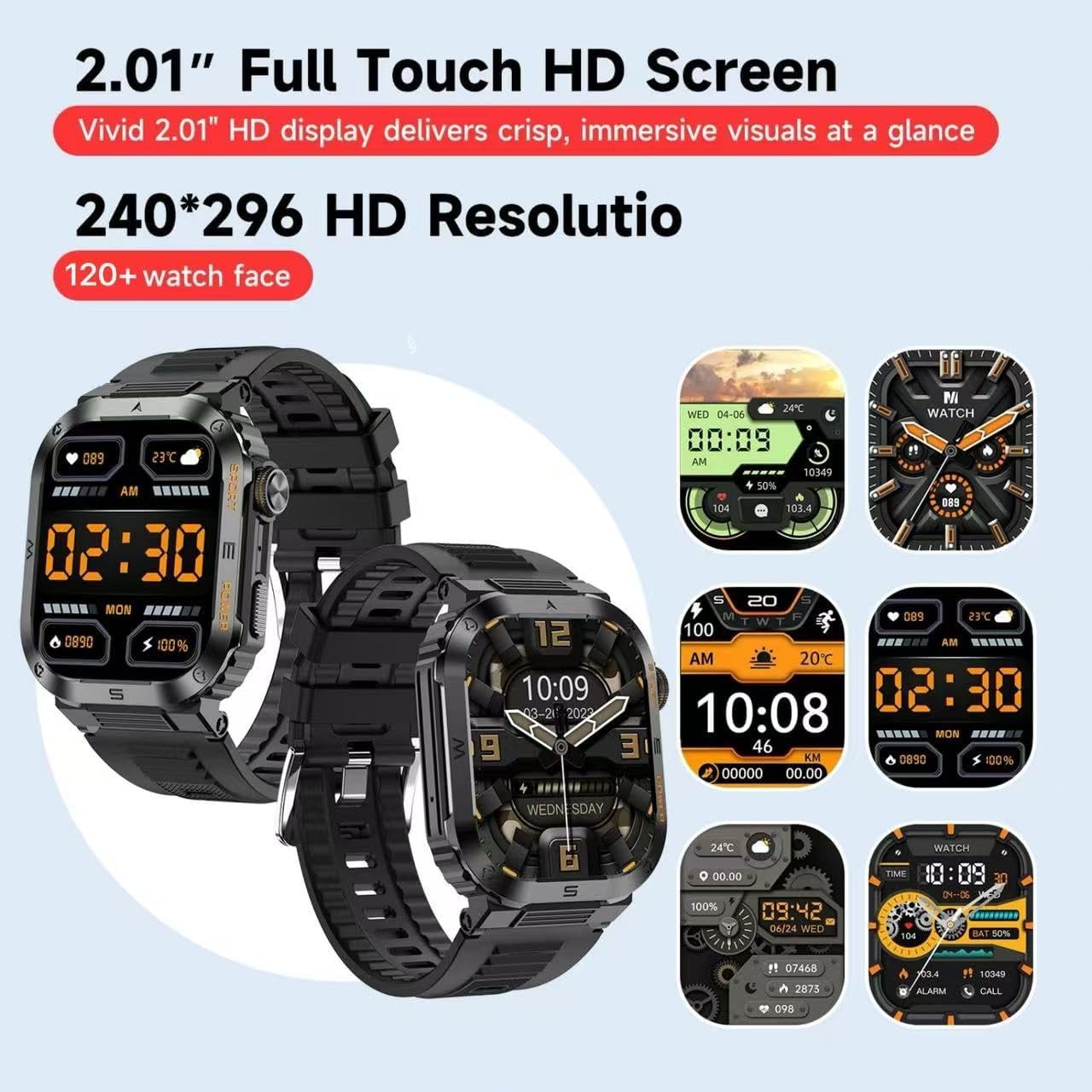 Smart Watches for Men with Answer/Make Call, 2.01" HD Screen Mens Smart Watch, 400mAh Usage Time 10 Days, Health Monitor Sleep Heart Rate IP68 Waterproof Sports Watch Fitness Watch (Black)