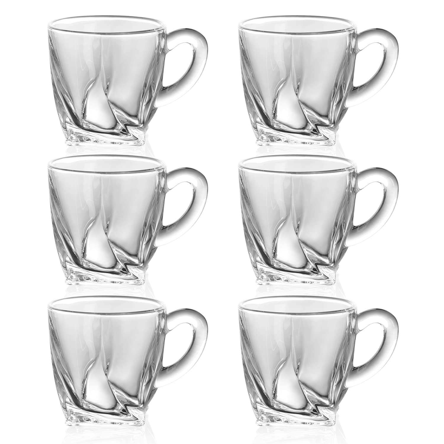 Glass 6pcs Tea Cup 5.6OZ 160Ml Quadron Coffee Latte Black Green Lipton Tea Mug Kitchenware Tableware Glass Transparent 5.6OZ