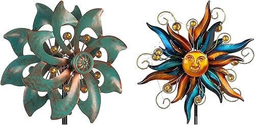 VEWOGARDEN Hilanderos de viento de jardín+hilandero de viento solar solar para patio y jardín