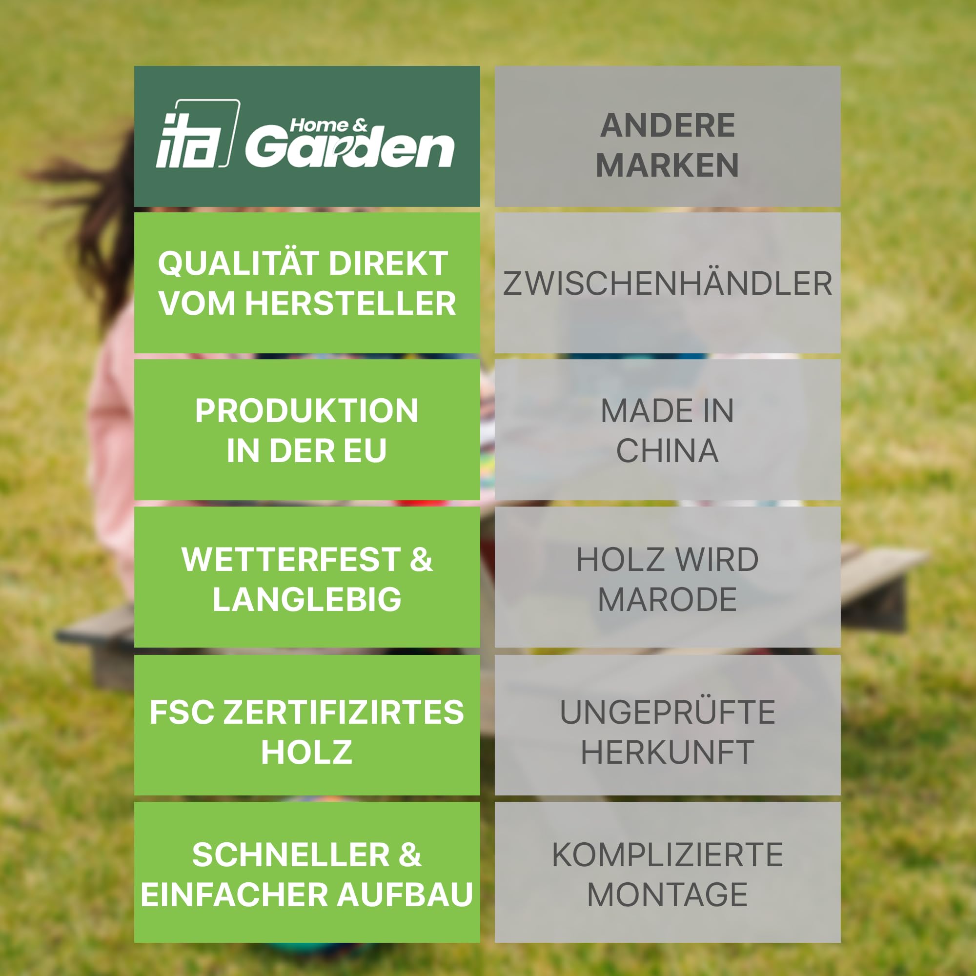 ITA Kinder Sitzgarnitur aus Holz, Picknicktisch mit 2 Bänken für Kinder ab 3 Jahren, Indoor & Outdoor, FSC-Zertifiziert, Made in EU, Braun