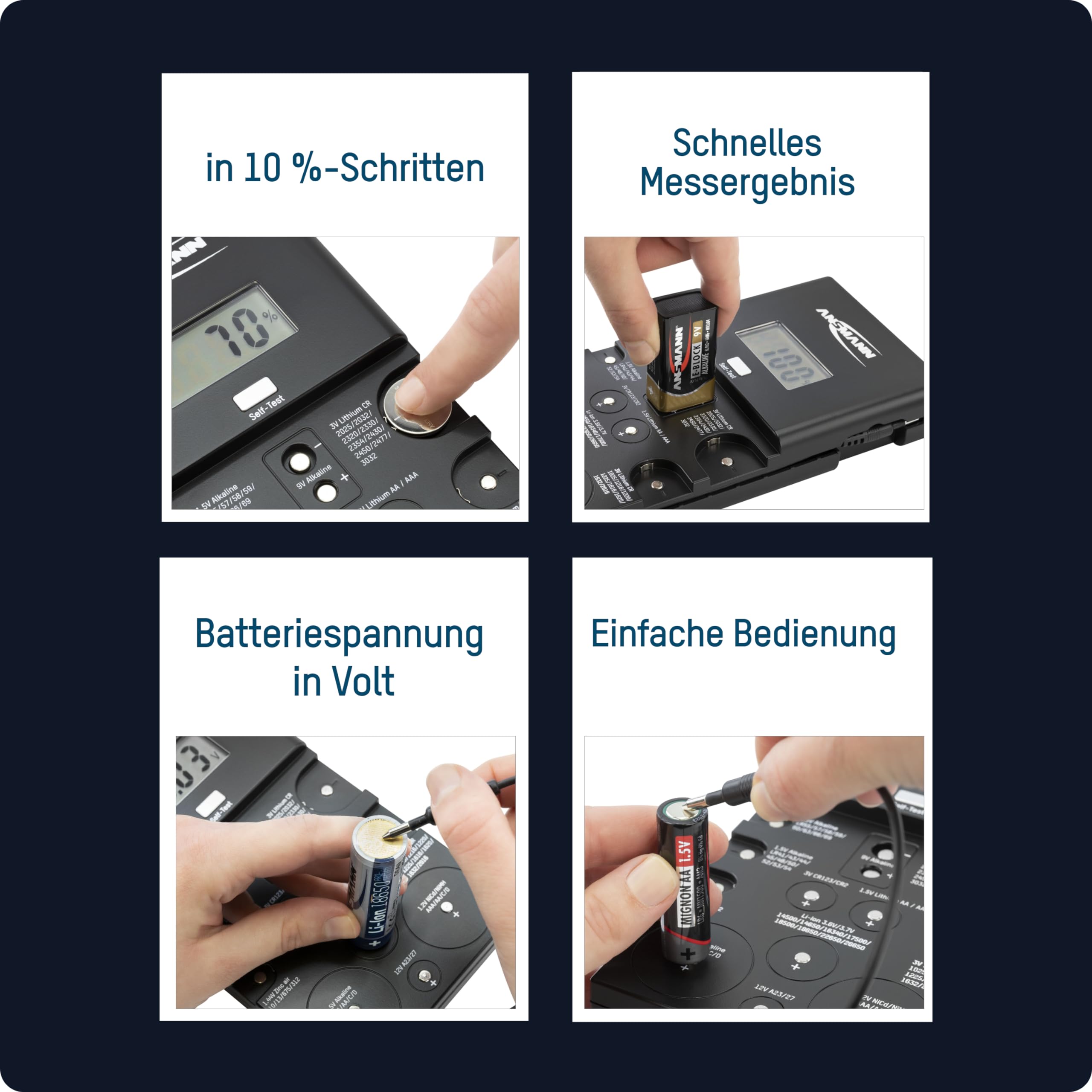 ANSMANN Energy Check LCD Batterietester für Lithium, Alkaline und NiMH