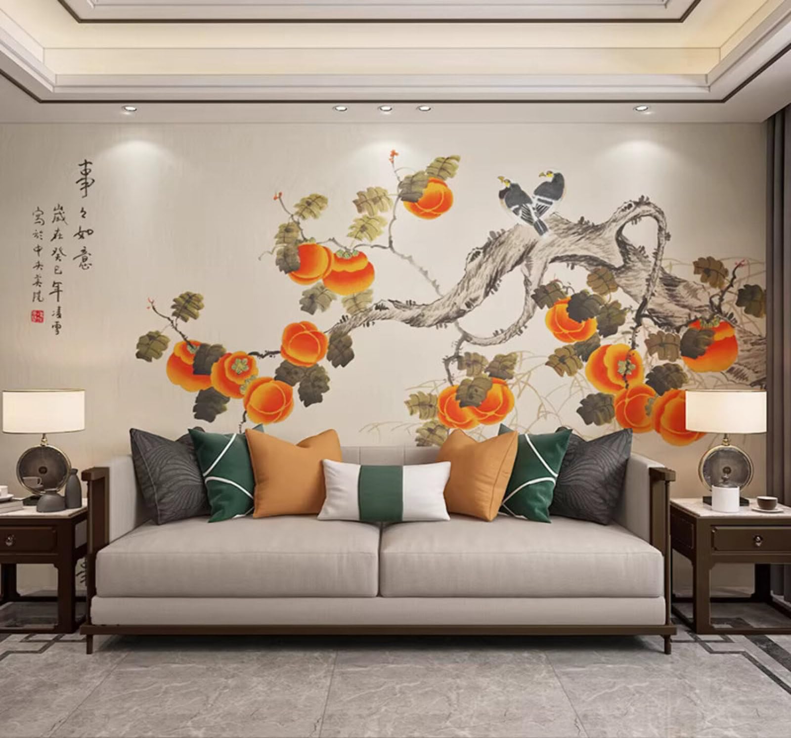 Minimalist Hand Drawn Elegant Trees Birds 3D Wallpaper Easy Install Feature Office Living Room Sofa Bedroom TV Background Wall Decoration-430cm×300cm