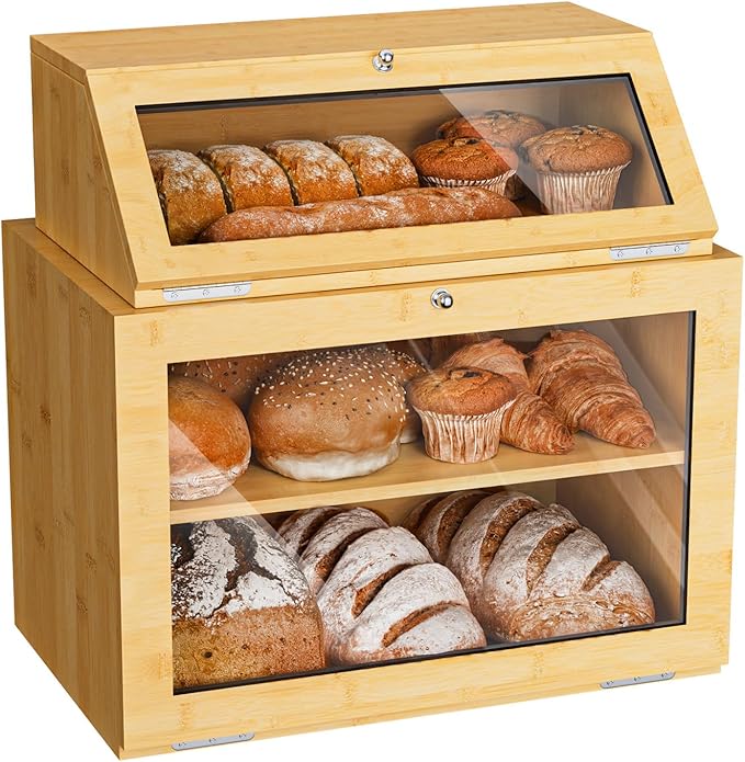 YFXCVSL 2 Pack Bread Box for Kitchen Counter, No Assembly