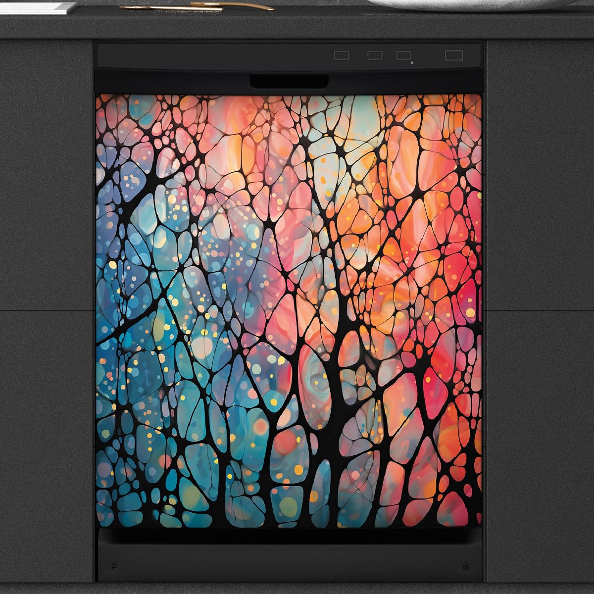 Cubierta magnética abstracta lavavajillas panel frontal decorativo reutilizable 53x66 8