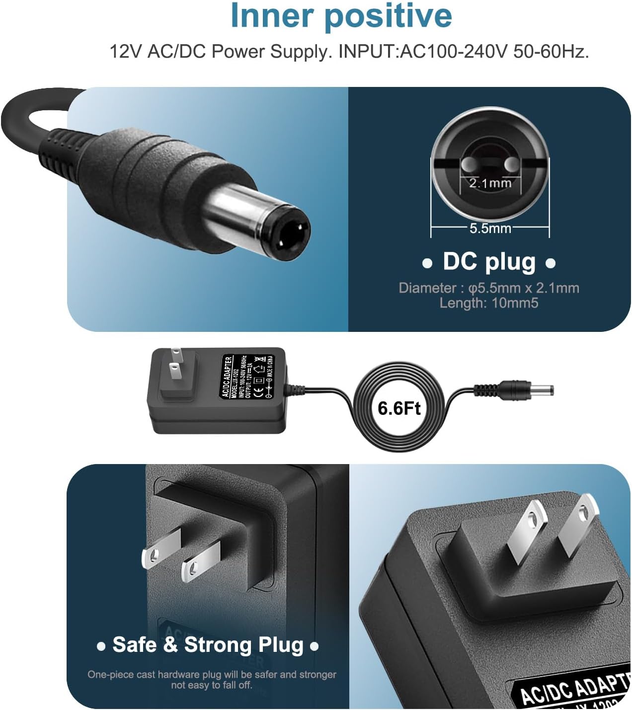 12V AC/DC Charger Power Cord Compatible for Seagate Freeagent Goflex, Backup Plus SRD0SD0, WD Western Digital, Elements Desktop, Fantom Drives, WD_Black D10, Avolusion PRO-5X External Hard Drive