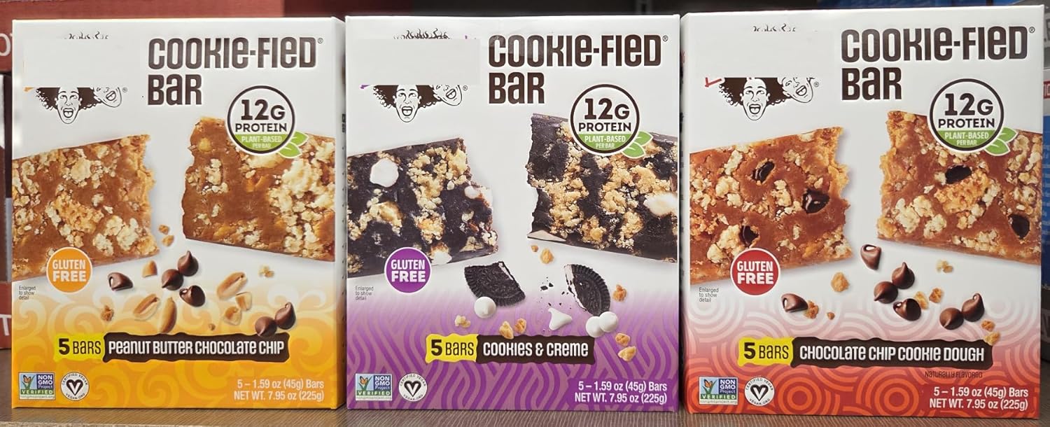 Lenny-Larrys NON-GMO Cookie-Fied Gluten Free 3 Flavors Bar 7.95oz 225g (Three Boxes)