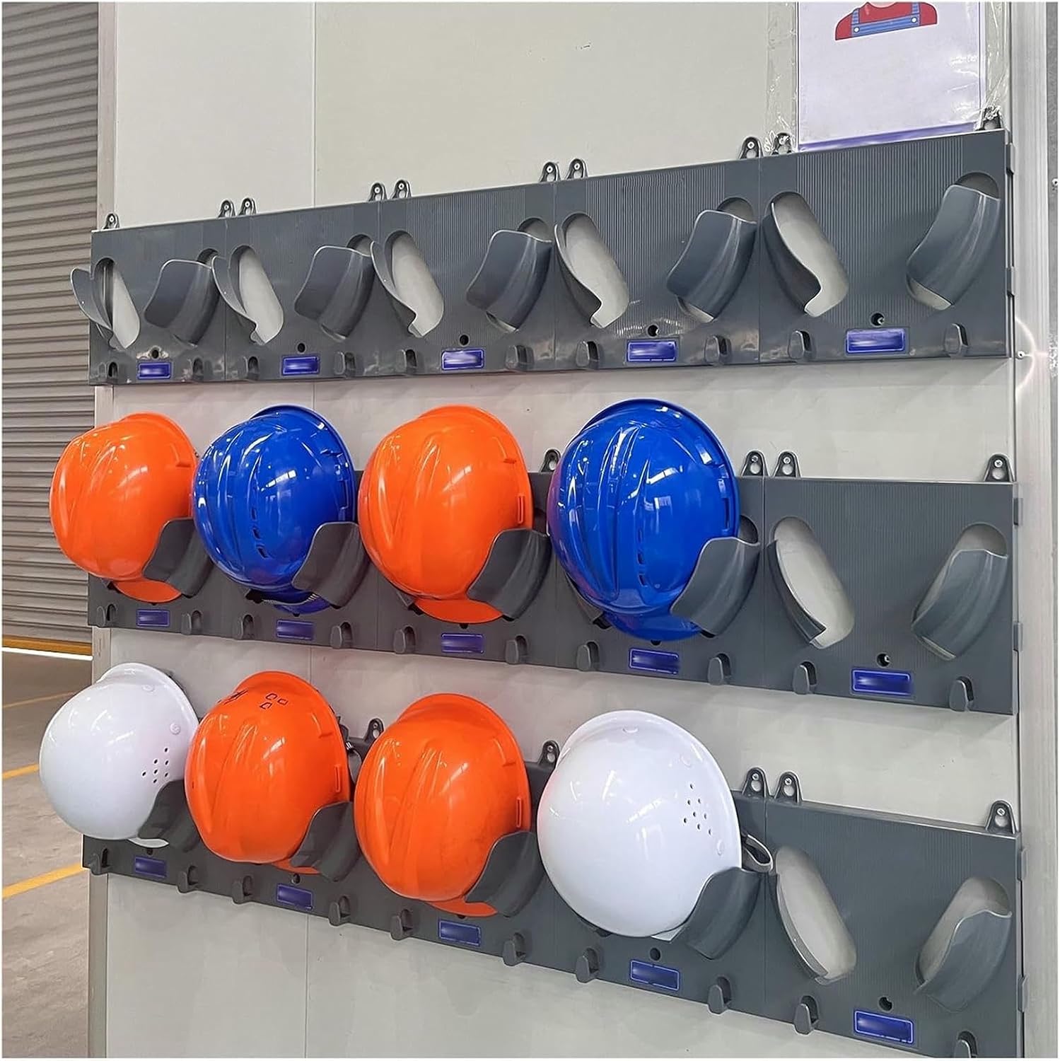 15 Pack No Drill Hard Hat Storage Rack Lightweight, Wall Mount Workshop/Fire Station/Office Helmet Stand Display, Hard Hat Placement Hanging Rack