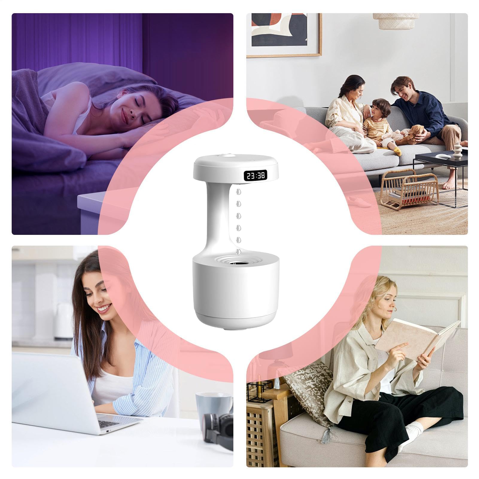 Umidificatore Diffusore di Vapore Freddo da 800ml ad Alta Capacità | Umidificatore Per La Camera Da Per Comodino Ufficio Scrivania Appartamento Hotel Soggiorno