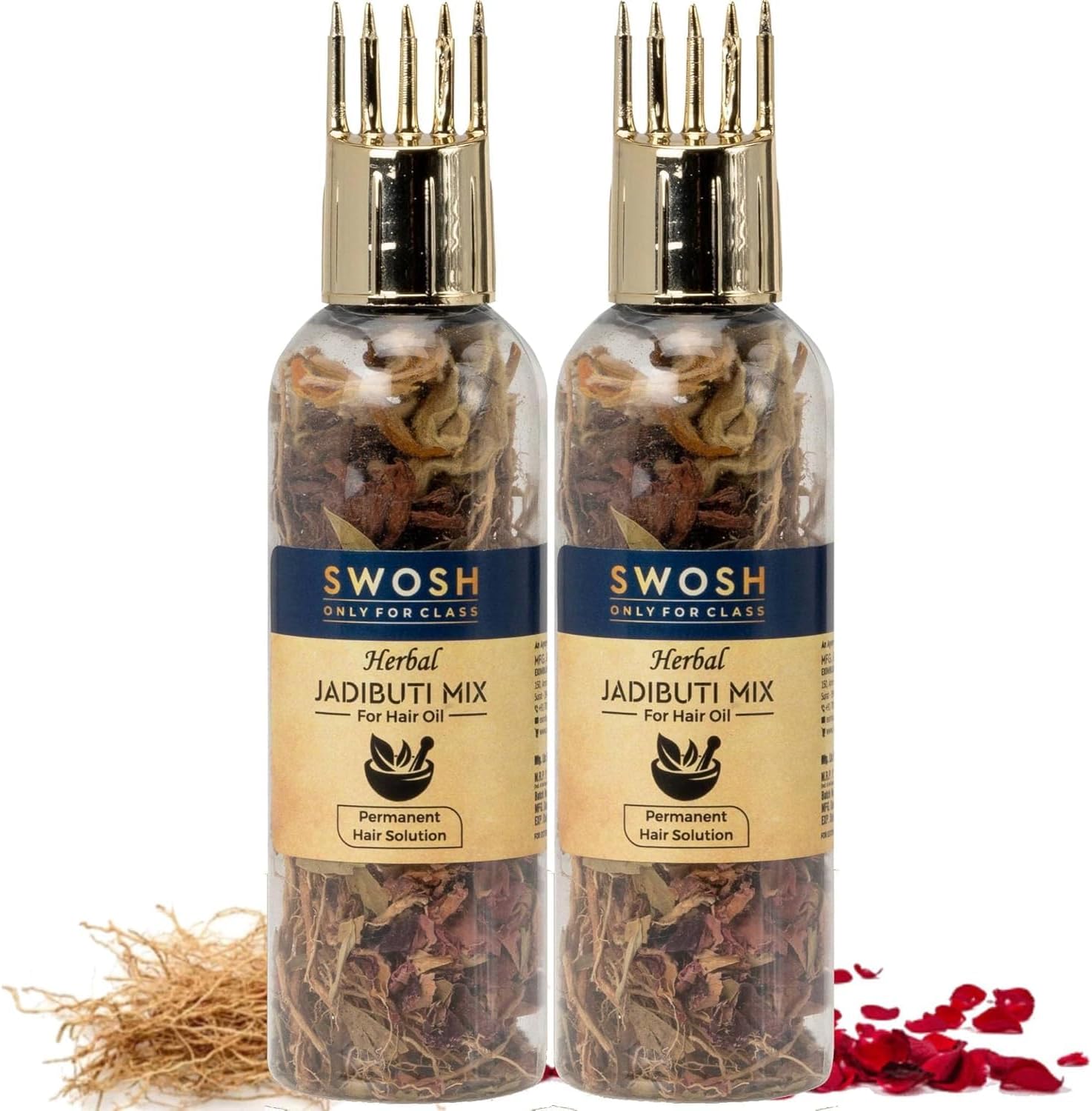 SWOSH Ayurvedic Herbal Hair Jadibutti Mixture Bottle Pack Of 2(10g) with Ayurveda Herbs for Healthy Hair Packed with Goodeness of Natural Dried Herbs For Oil Infusion
