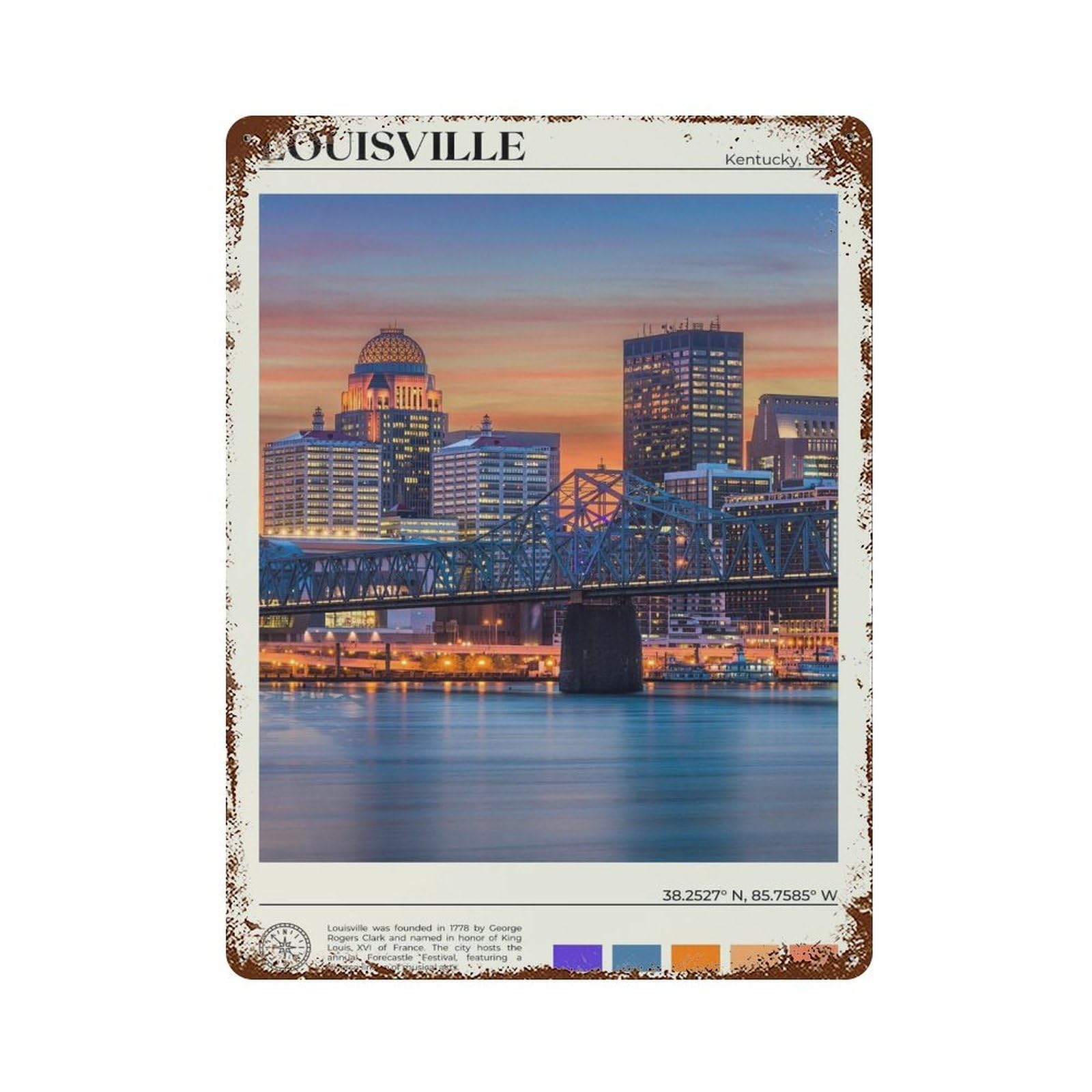 xiaoxiaoshen Real Photo Louisville Decor Wall Decor Art Metal Tin Poster Modern Home Decor Art Home Bar Shop Decorations Vintage Sign 40x30cm