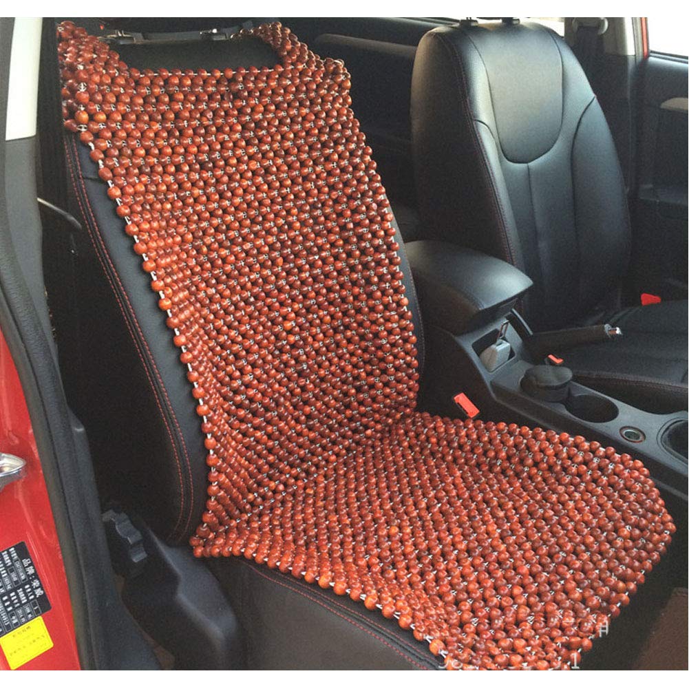 Wood Beaded Auto Car Front Seat Cover,Natural Rosewood Wooden Bead Cool Refreshing Back Massaging Comfort Cushion Mat,Premium Quality Universal for Car Truck on Summer