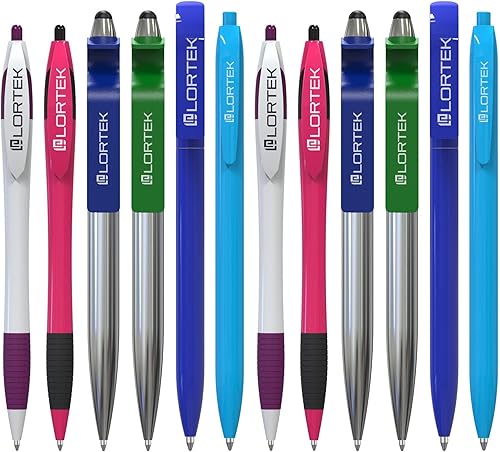 Miniatura 2 de Lortek - Paquete de 6 bolígrafos retráctiles para escribir  Punta media, tinta negra para tomar notas, diario, planificadores, escuela, trabajo,