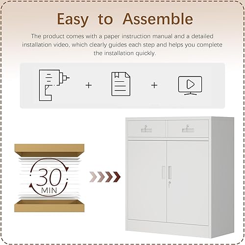 Miniatura 65 de Armario de almacenamiento de metal con puertas con cerradura y 2 estantes ajustables, gabinetes de metal de 71 pulgadas de alto, armarios de garaje,