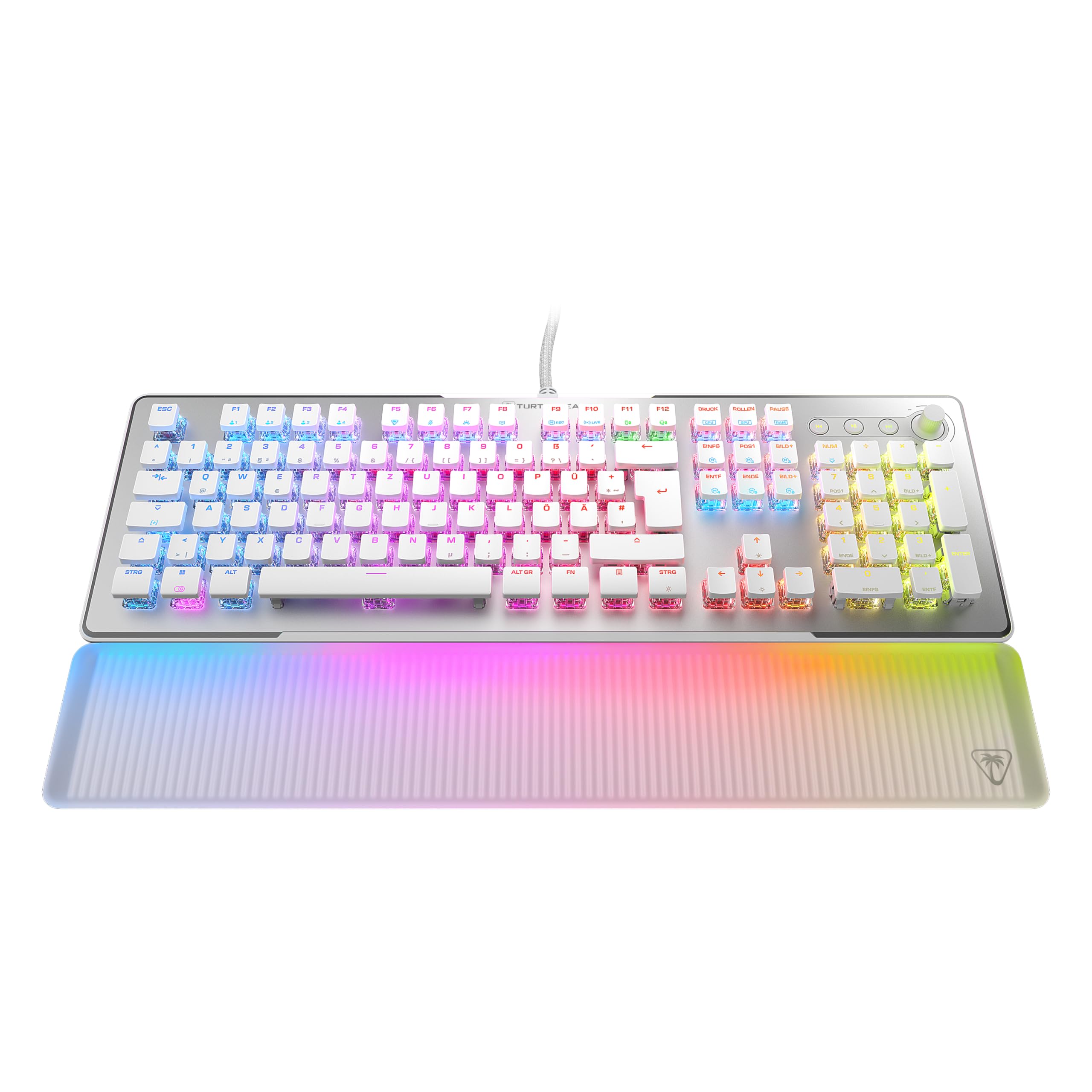 Turtle Beach Vulcan II MAX - Teclado mecánico óptico para PC - Iluminación RGB Personalizable - Reposamuñecas - Interruptor Lineal Titan II - Placa de Aluminio - Blanco