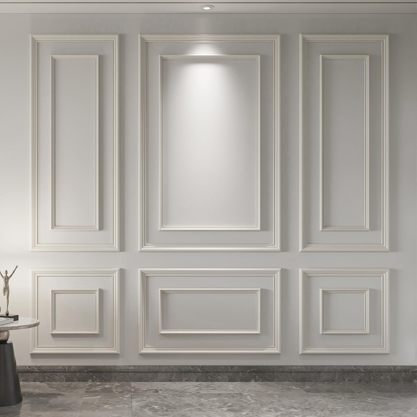 art3d premade bilinear frame accent molding set, pre-cut decorative wainscoting panel for home décor, ready-to-assemble glue-on wall trim for living room bedroom corridor, 6 separate bilinear frame