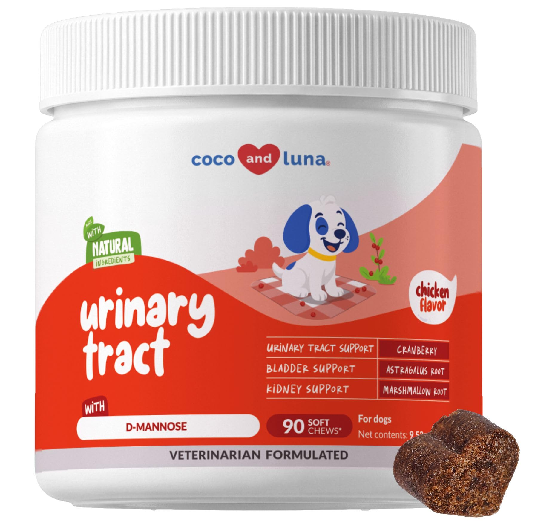 Cranberry Chews for Dogs UTI Treatment &amp; Bladder Support with D-Mannose