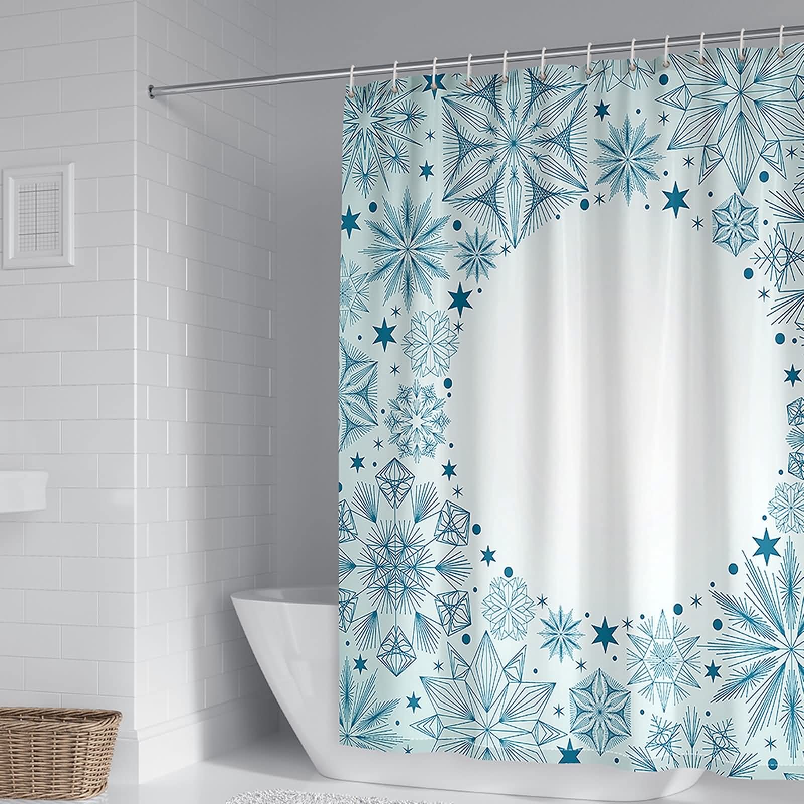 Rideau douche motif fleurs bleu blanc imperméable 180x180 KnSam