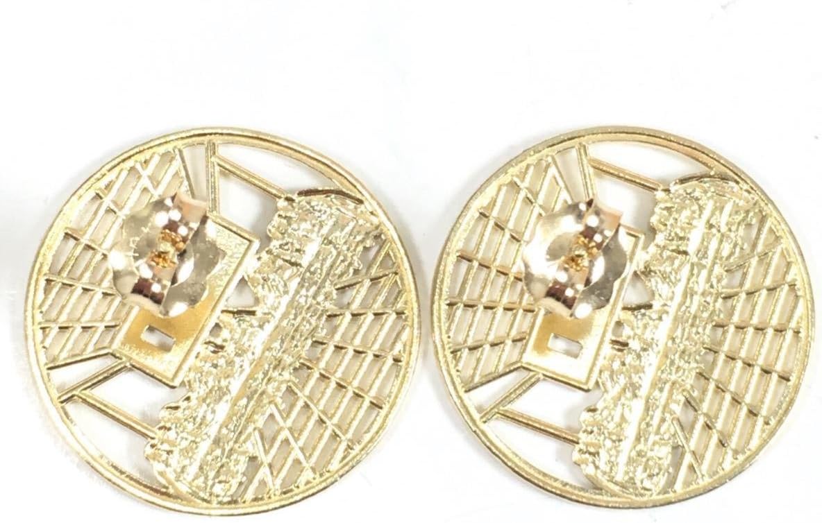 20 MM DIAMETER DIAMOND-CUT ROUND APOSTLES JESUS LAST SUPPER STUD EARRINGS REAL 10K YELLOW GOLD SG6224
