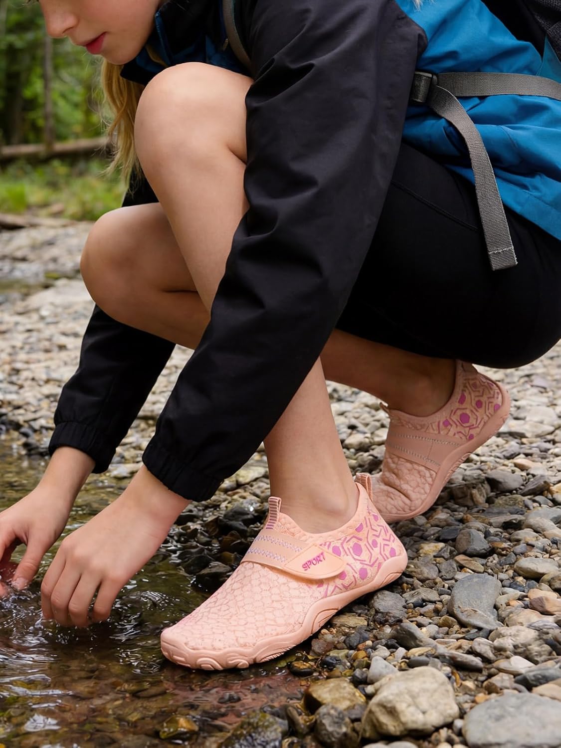Coutgo Girls Water Shoes Slip On Hiking Outdoor Aqua Socks Quick Dry Lightweight Beach Swim Sports Shoes