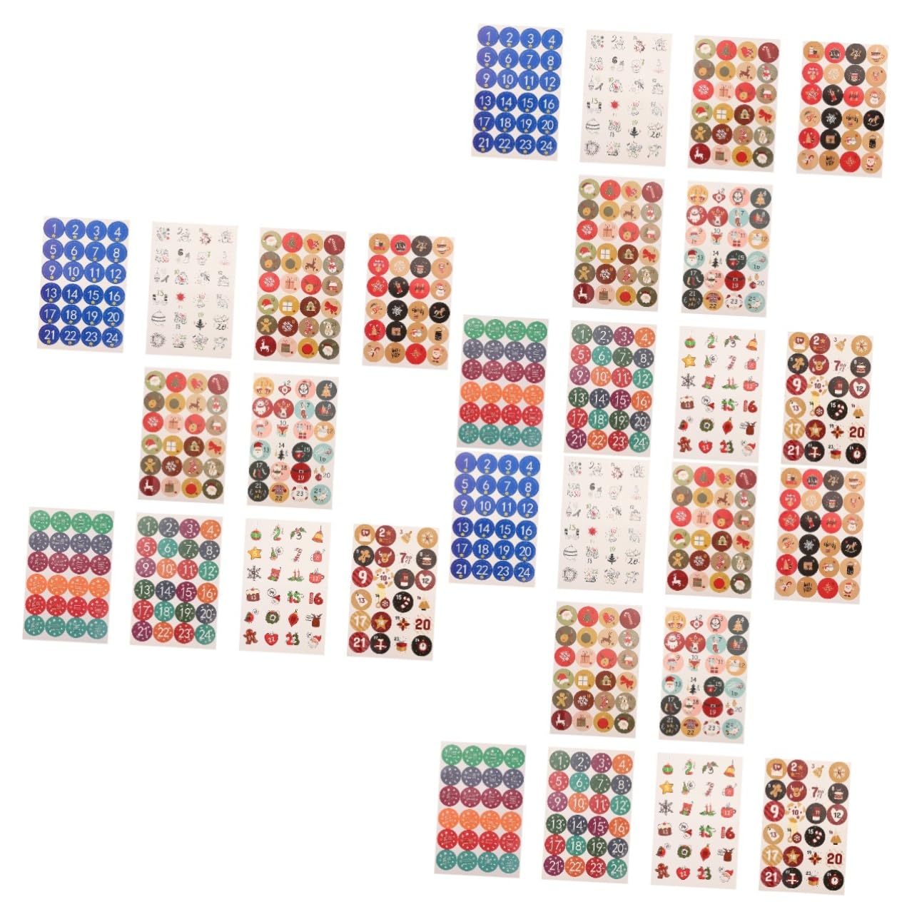 SHERCHPRY 30fogli Adesivi Natalizi Per Regali Di Etichette Numerate Per Calendario Avvento Facili Da Attaccare Su Borse e Scatole Design Creativo Con Elementi Natalizi Per Decorazioni