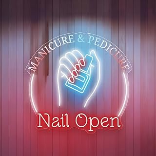 Nail Salon Open Neon Sign, Manicure & Pedicure LED Wall Sign for Beauty Spa Boutique Dimmable USB Powered, Nail Shop Light up sign for Window Display Feminine Business Neon Art Decor