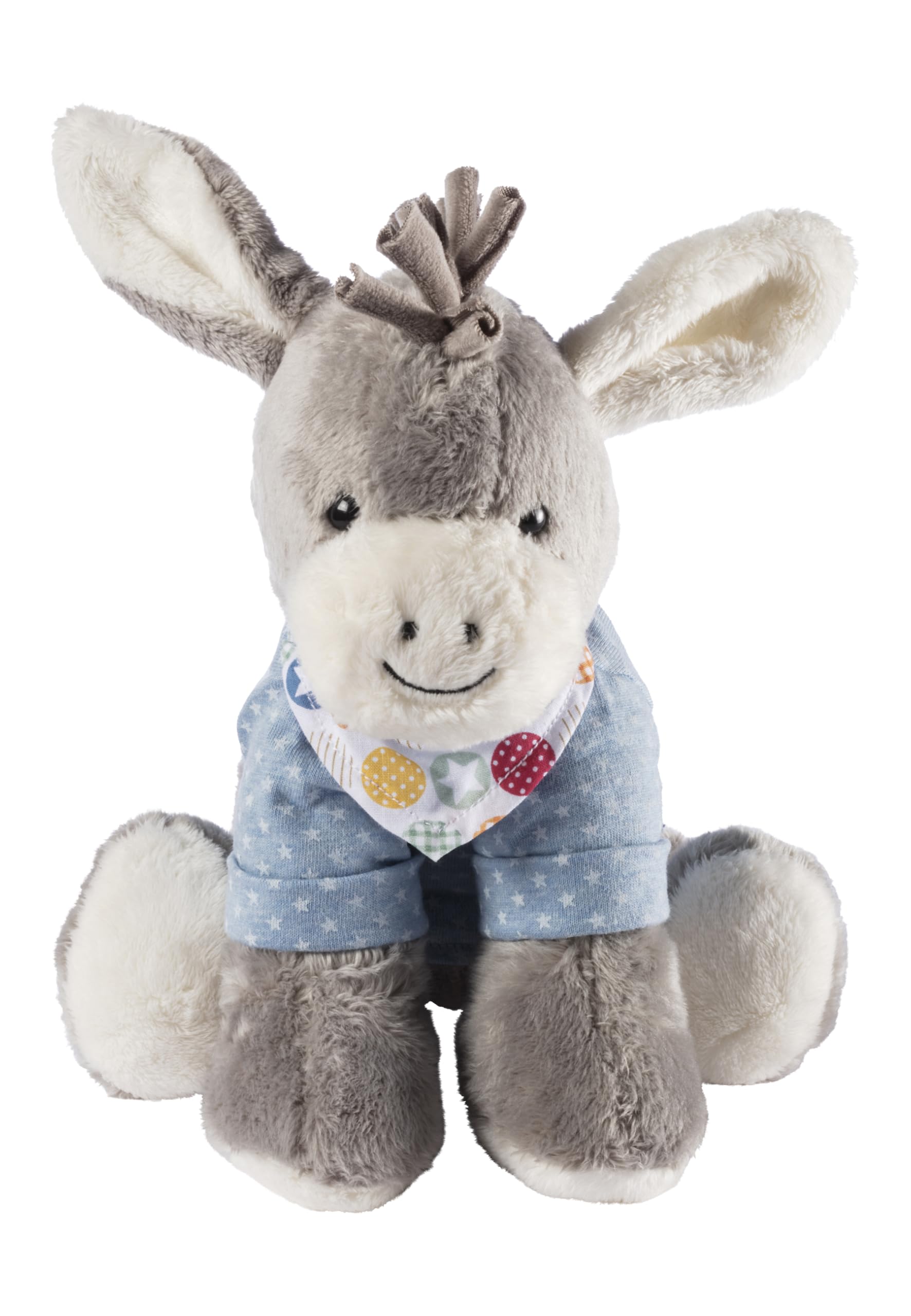 Sterntaler Emmi the Donkey Musical Plush Toy, Interchangeable Musical Mechanism, Size: M, Grey/Blue