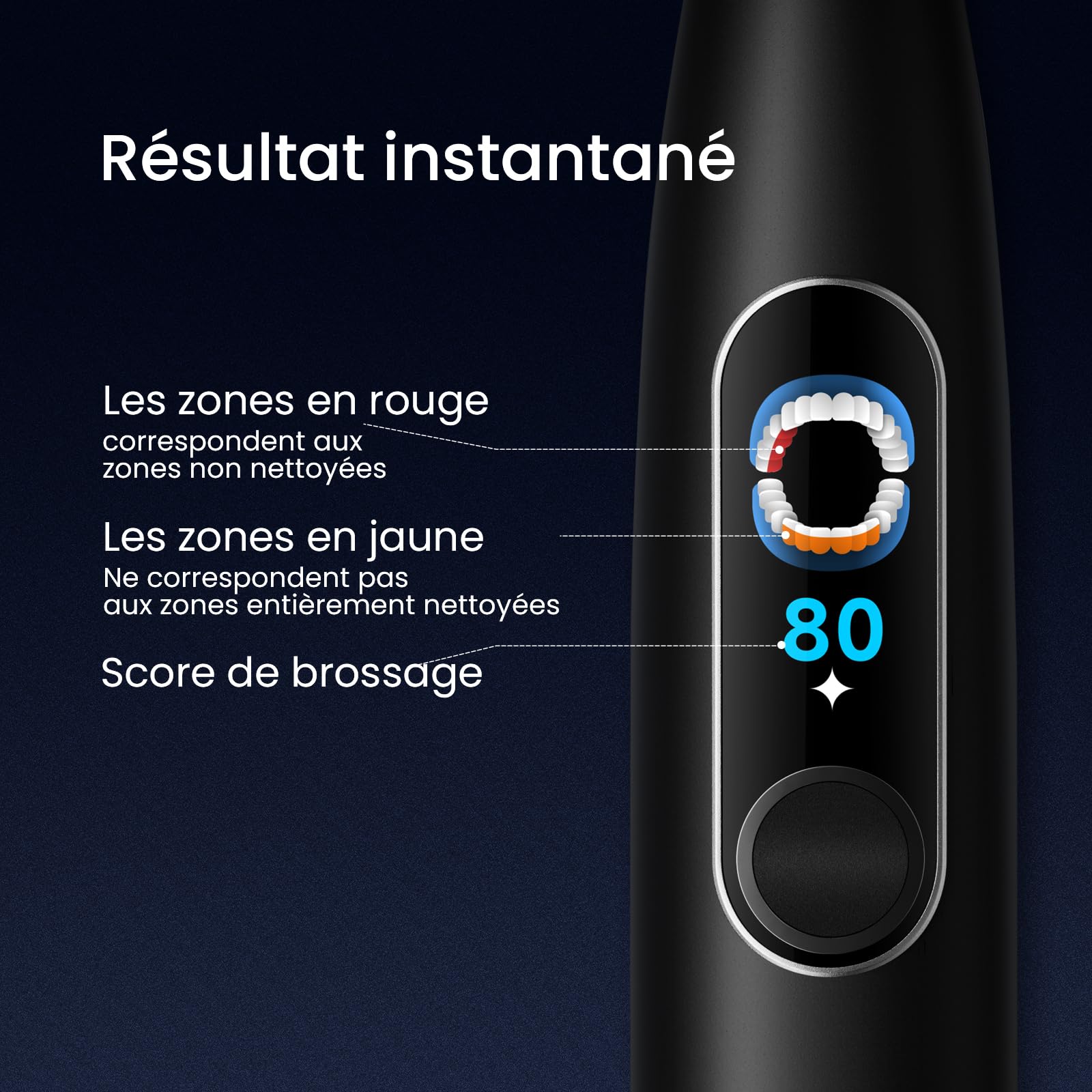Oclean Brosse à dents électrique X Elite 10, Écran tactile, 12 zones de suivi, 5 modes de brossage avec Gencive, Brosse à dents sonique, 40 jours d'autonomie, Silencieux 45 dB, Minuterie, Noir