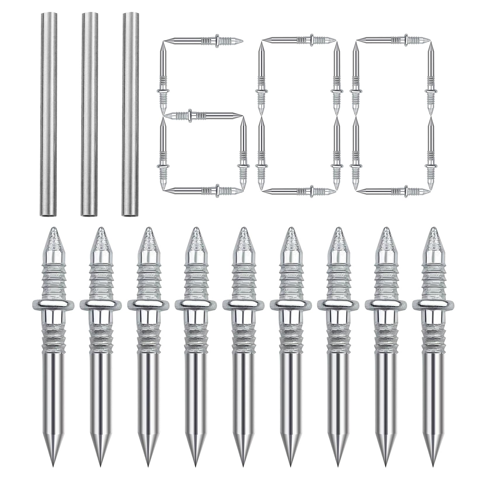 600 chiodi senza cuciture con filo per base a doppia testa, chiodi in cemento, battiscopa Invisible Safety Screws, chiodi in acciaio, chiodi decorativi per pareti in cemento, con strumento specifico