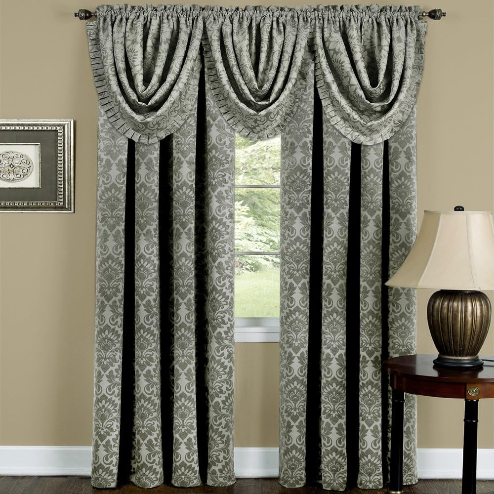 PowerSellerUSA 2-Pack Window Curtain Panels Set, 52" W x 63" L Inches Rod Pocket Blackout Energy Efficient Panels with Damask Design, Modern Elegant Style Long Curtains for Room Decore, Brown