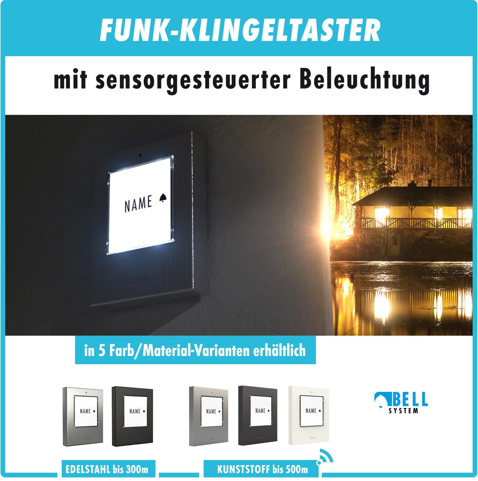 m-e Funkklingel BELL-521 AC Silber mit Sender und Empfänger für 1-Familienhaus, Erweiterbare kabellose Türklingel mit 500 Meter Reichweite, Türglocke für Steckdose Türklingel Funk