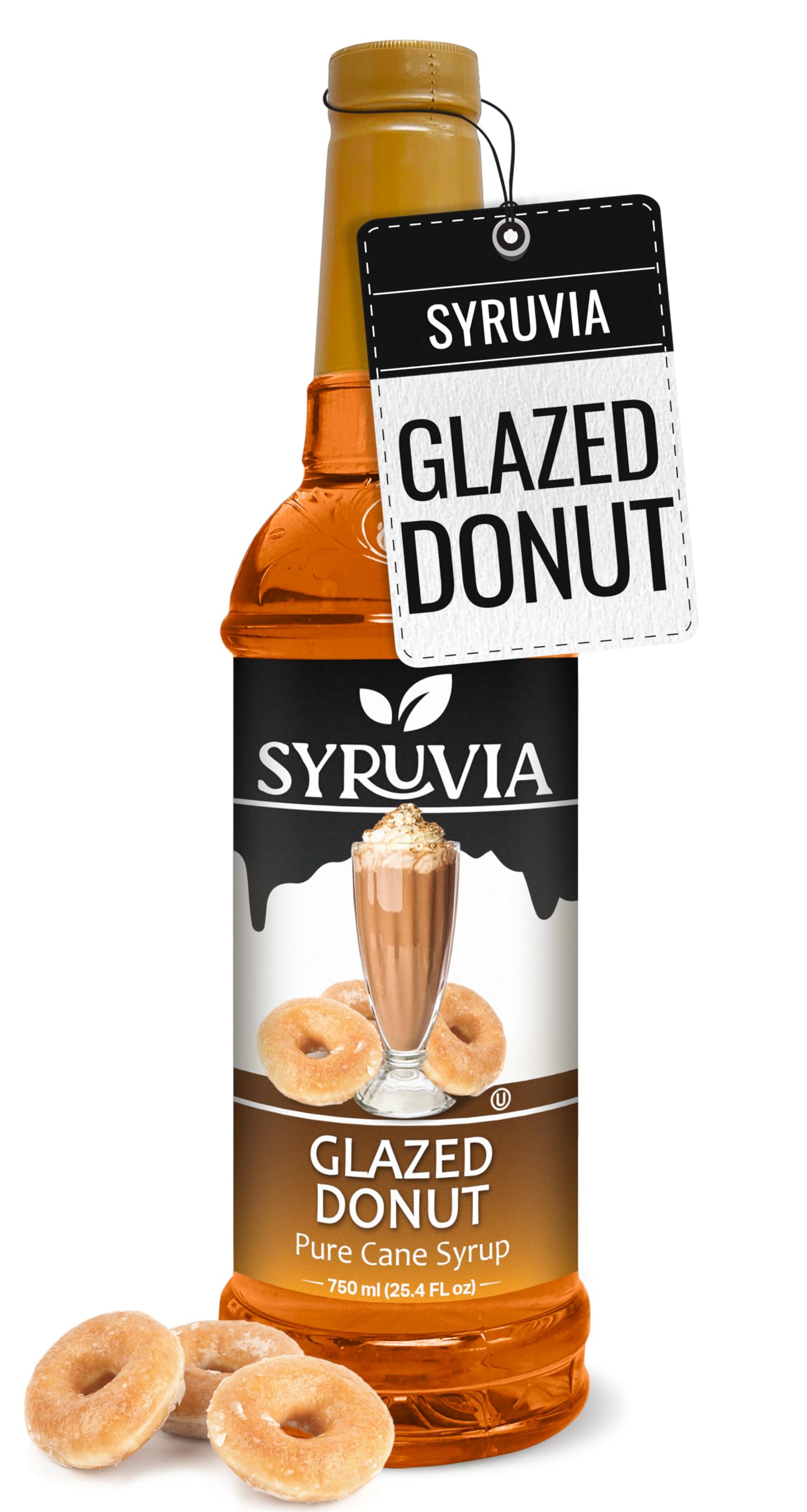 Syruvia Coffee Syrup, Glazed Donut Flavored Syrup for Drinks, Lattes, and Desserts – 25.4 fl oz,