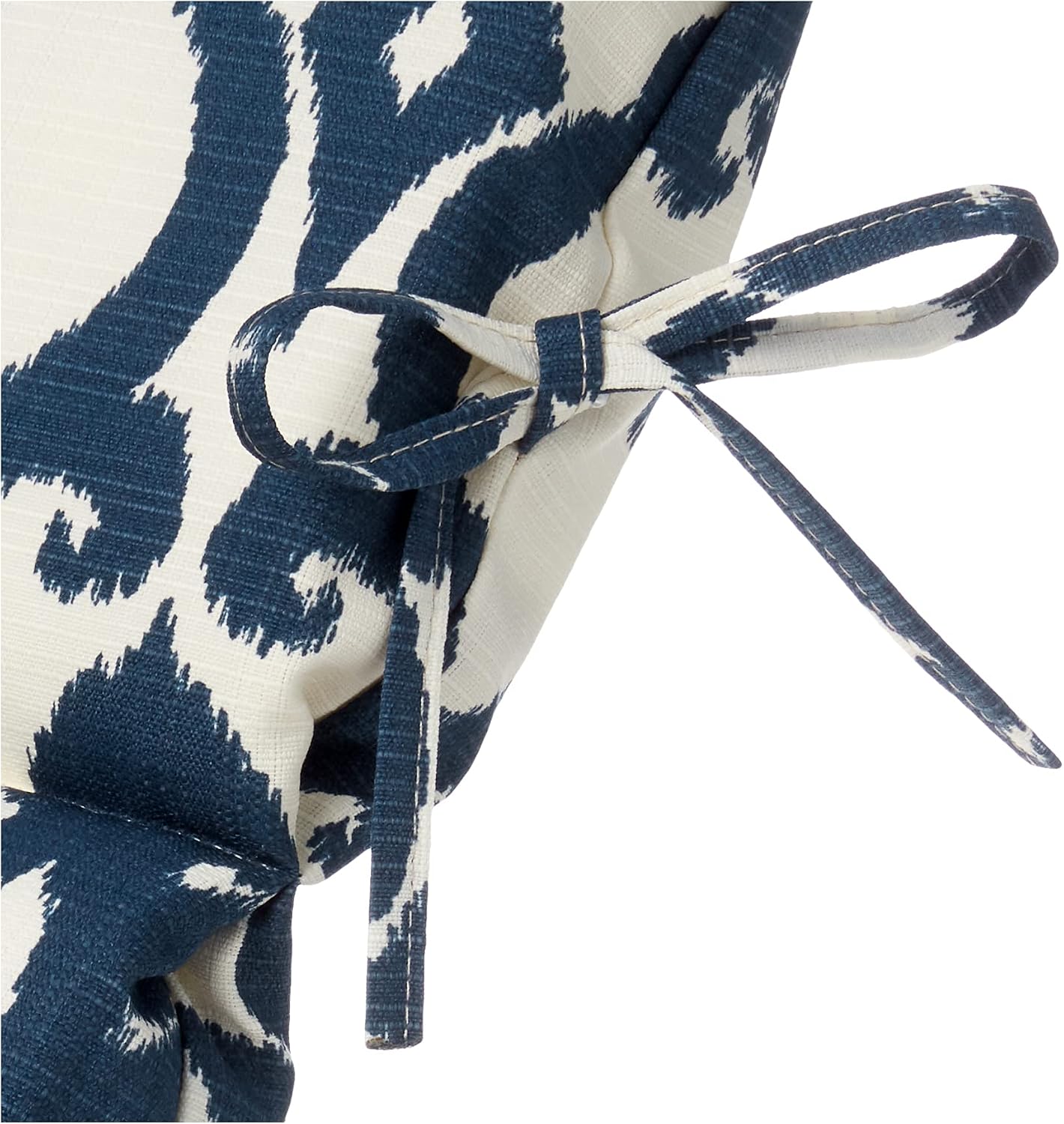 Pillow Perfect Damask Indoor/Outdoor 1 Piece Split Back Chair Cushion Set With Ties, 1 Count, 40.5" x 21", Blue Basalto Navy