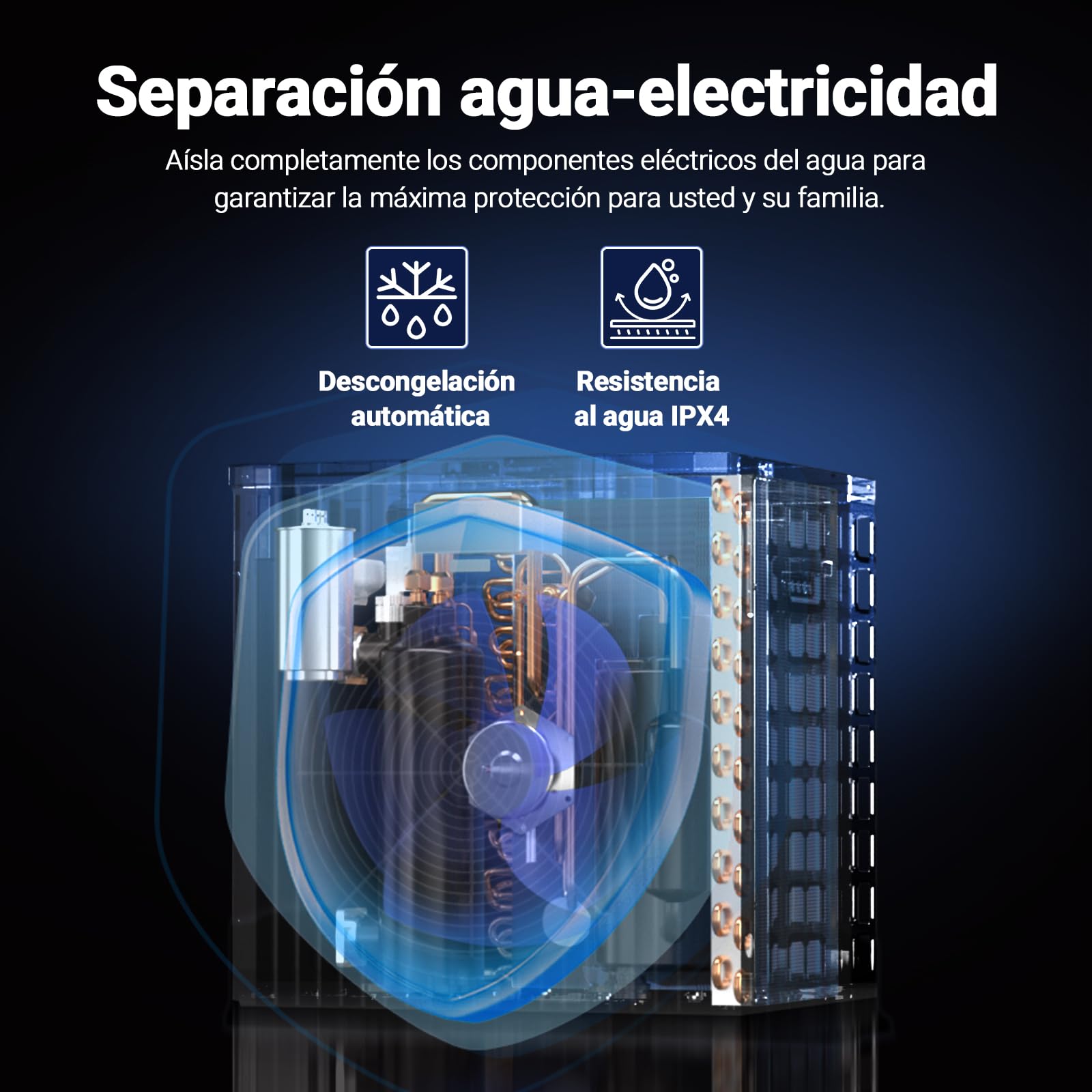 H5 Bomba de Calor de 5 kW con calefacción eléctrica de 1,5 kW, 20 m³ máx., Alta eficiencia, Cop 5,51, Ahorro de energía del 45%, Compatible con conexión WiFi, Bomba de Calor con 220-240V/50Hz